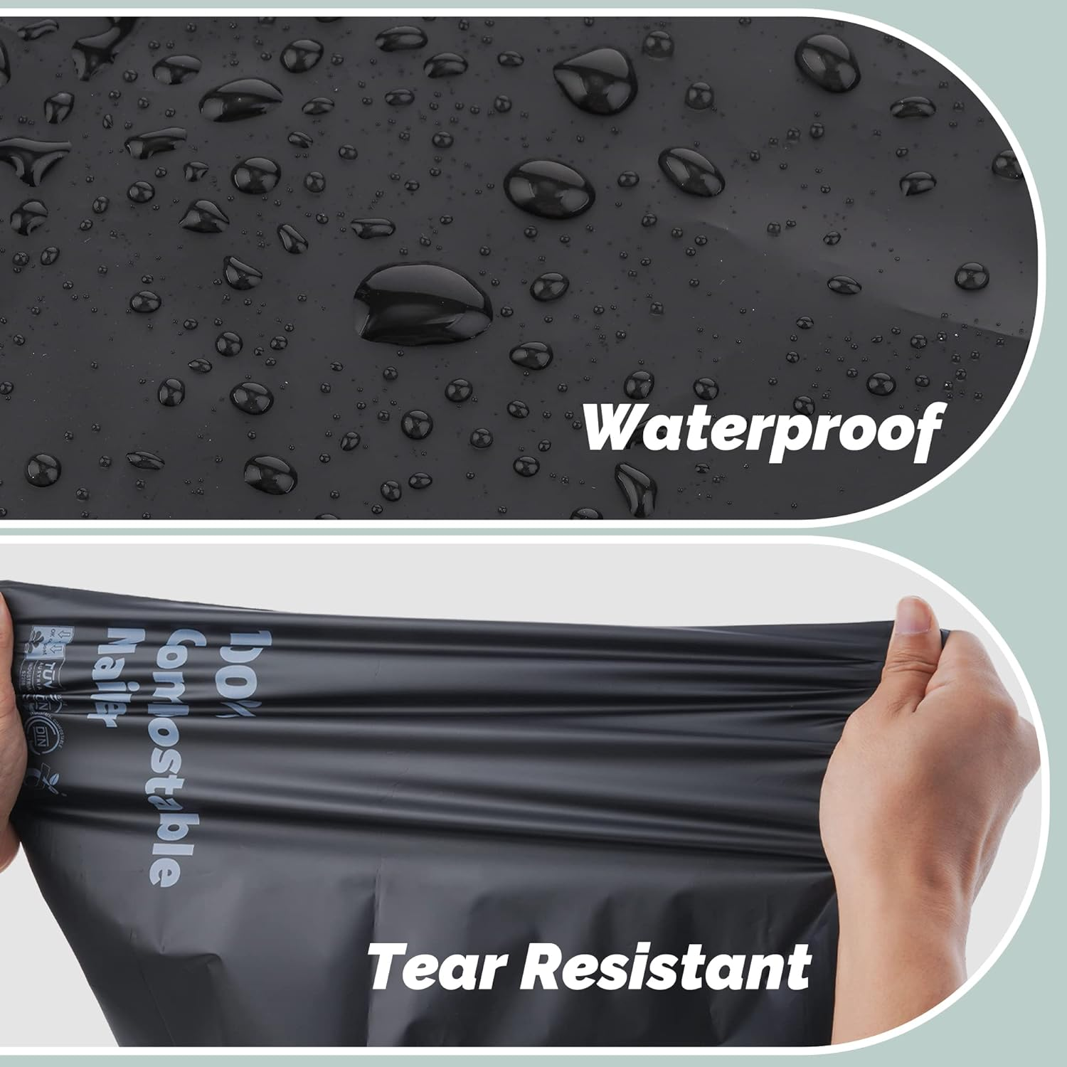 JENCENBIO Compostable Mailers Bags 15X28 Cm with Self-Sealing Strip Eco Friendly Shipping Bags Envelopes for Clothing Shoes Packaging 50 Pack Black image number 5