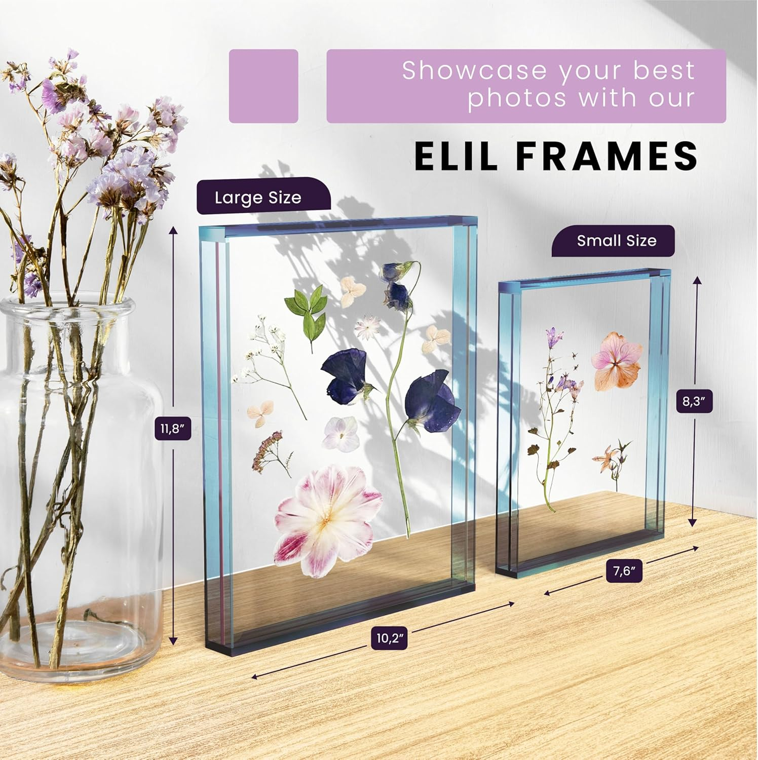 Elil Blue Polaroid Frame for Fujifilm Instax Film 21.08 X 19.3 Collage Frame Family and Wedding Picture Frames Double Glass Acrylic Floating Frame - Color Frame Small X2 image number 6