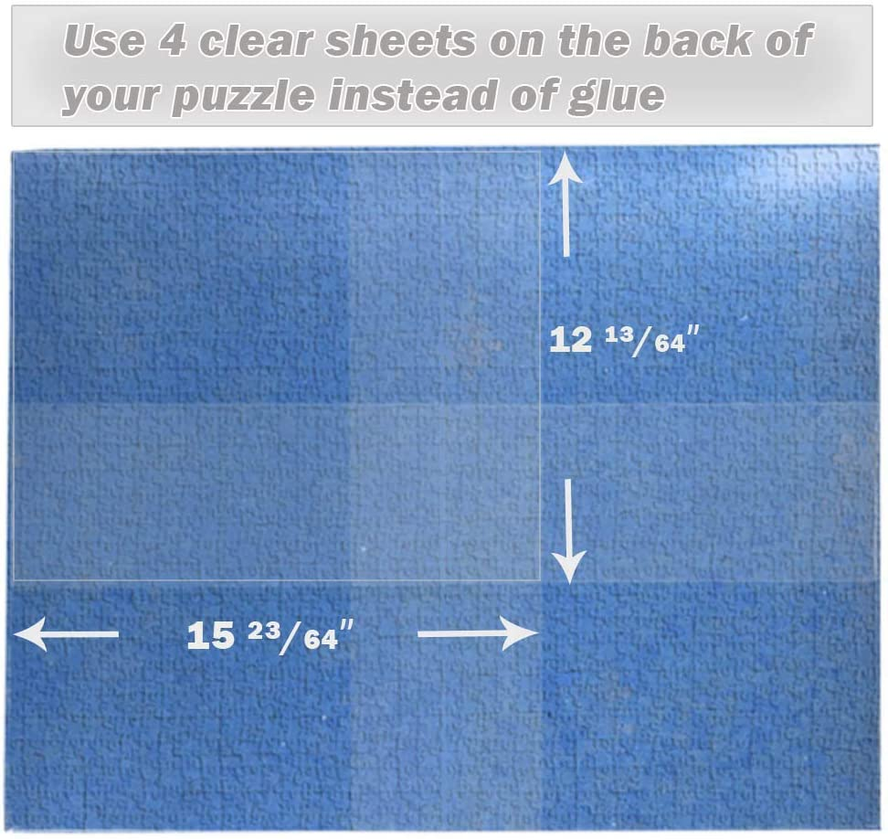 PUZZLE EZ Preserve 5 X 1000 Piece Puzzle Glue Sheets Clear Saver Peel and Stick Extra Large Thick No Mess Adhesive Sheets with Hanging Tabs for Puzzle Framing image number 6