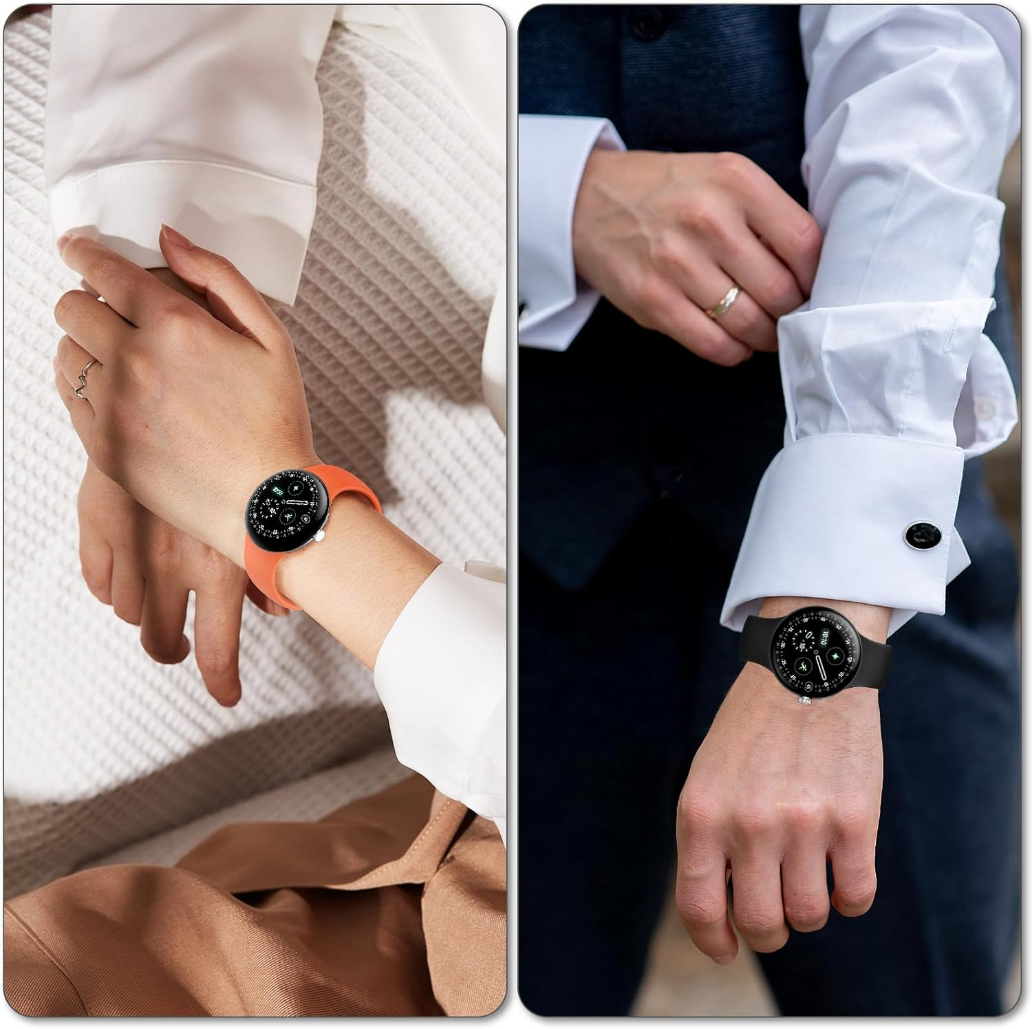 Senmore Pack of 6 Wristbands Compatible with Google Pixel Watch 3 45 Mm/Watch 4 45 Mm, Soft Silicone Sports Waterproof Adjustable Replacement Strap for Smartwatch. (No Hosts) image number 3