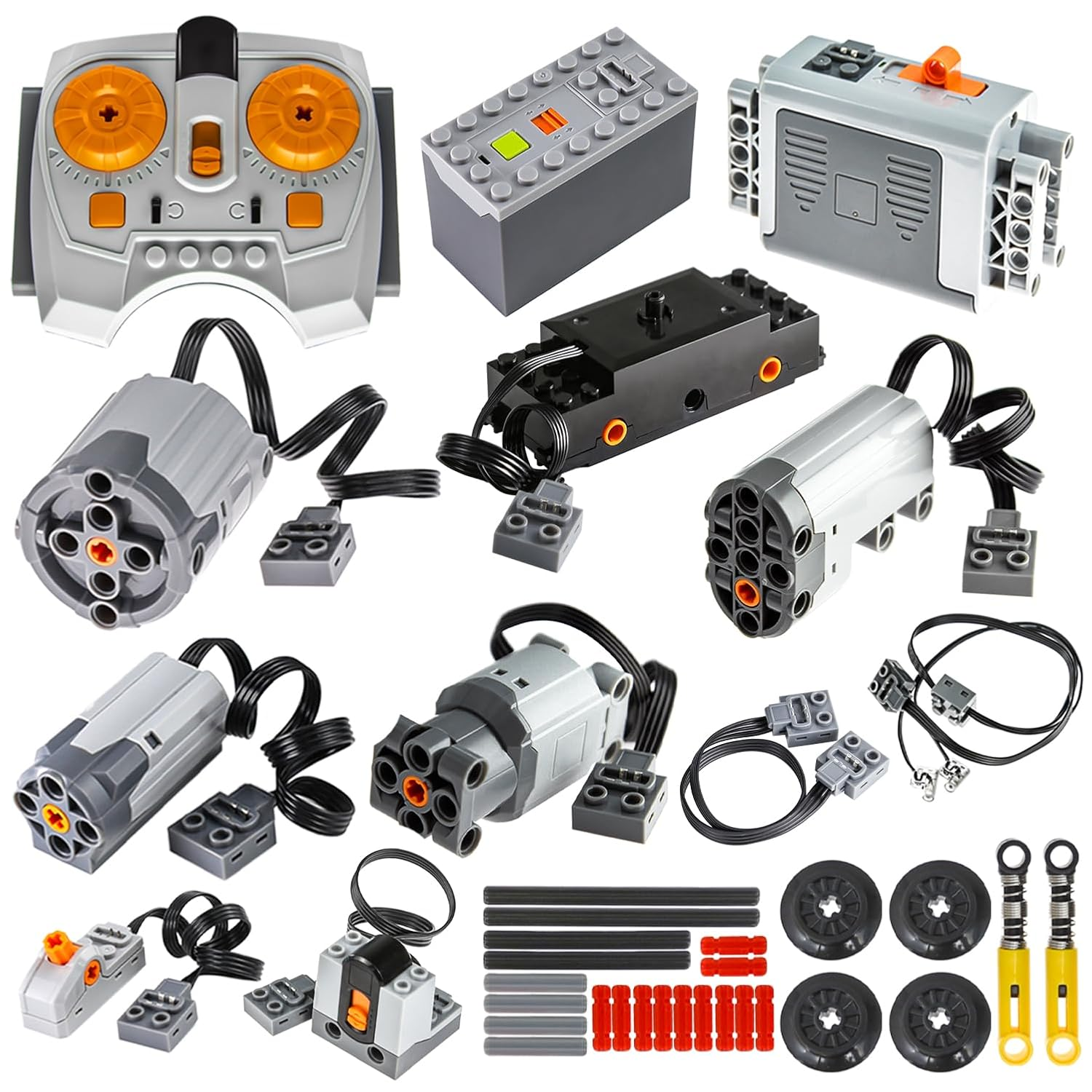 Bloxbrix 36 Pcs Power-Function Compatible with Technic-Parts, Servo & Train-Motor Battery Technic-Parts Receiver Adjustable Speed ​​Motor Parts, Motor Power Change Parts Compatible with Major Brands image number 1