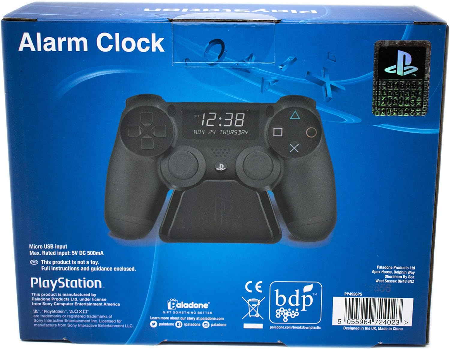 Paladone Playstation Alarm Clock &ndash; Officially Licensed Playstation USB Powered Clock, PS5 Controller Digital Gaming Alarm for Bedroom or Desk, Present for Gamers and Collectors image number 1