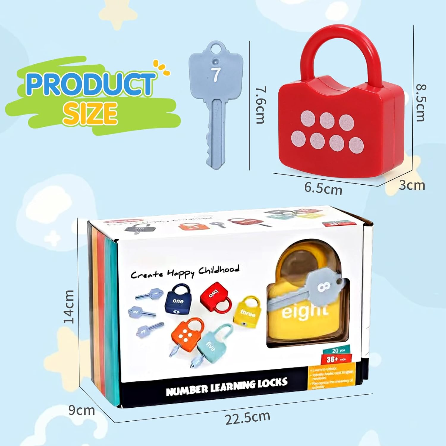 Montessori Toys for Toddlers 1-3 Year Old, Kids Lock and Key Learning & Education Toy, Numbers Counting, Matching, Sorting Game Preschool Educational Toys Age 3 4 5 Boys Girls