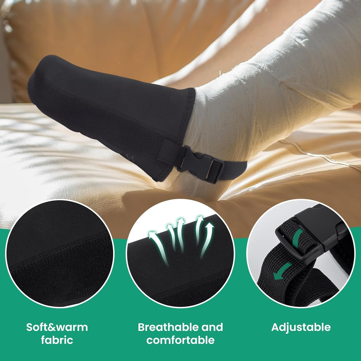 2PCS Cast Sock Toe Cover with Anti-Slip Strap, Adjustable Cast Protector Half Foot Keep Toes Warms and Clean, Protect Cast Walking Aids Boot Toe Warmer image number 4