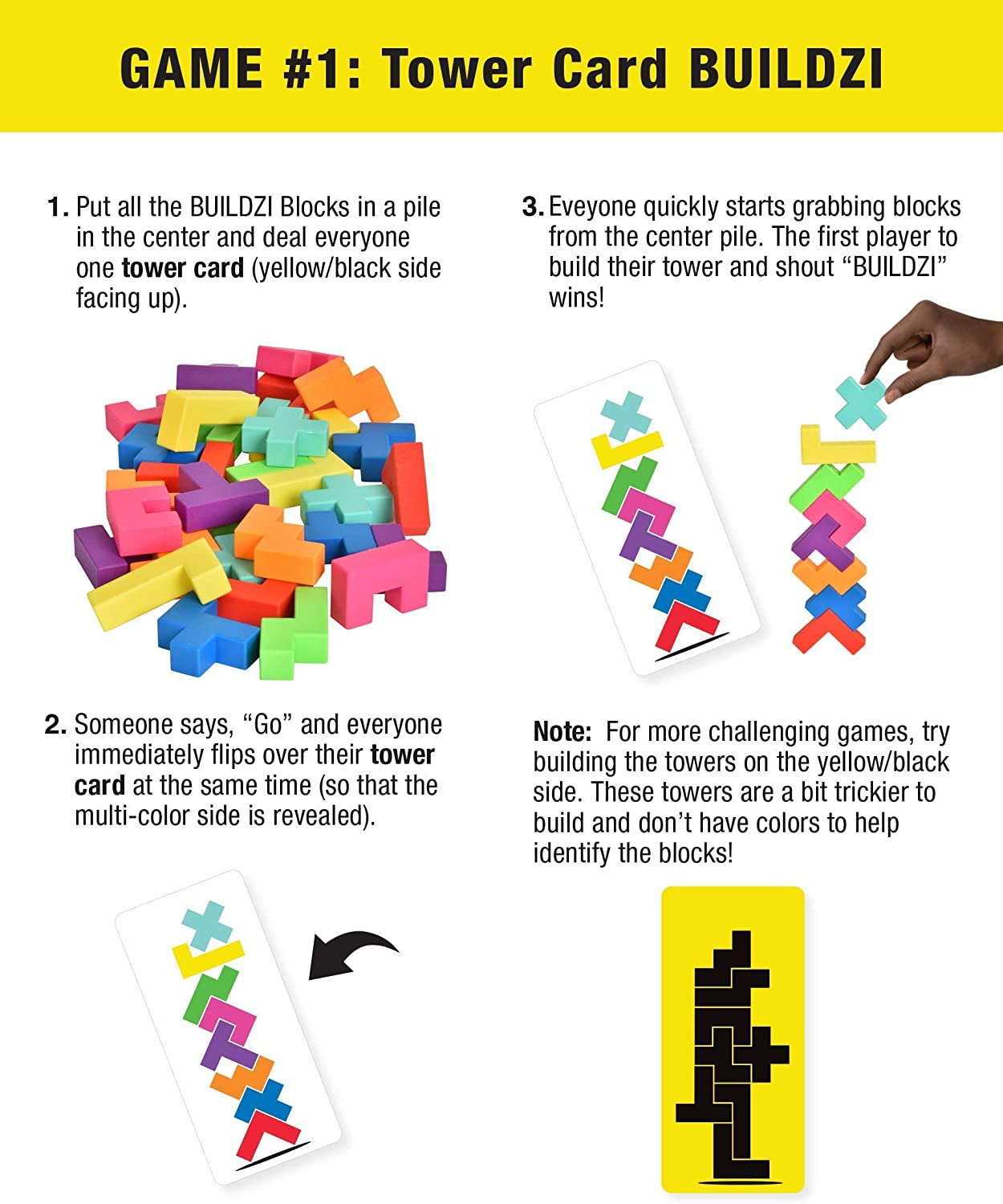 BUILDZI - the Fast Stacking - Nerve Racking - Block Building Game by Carma Games - Ages 6 to 96