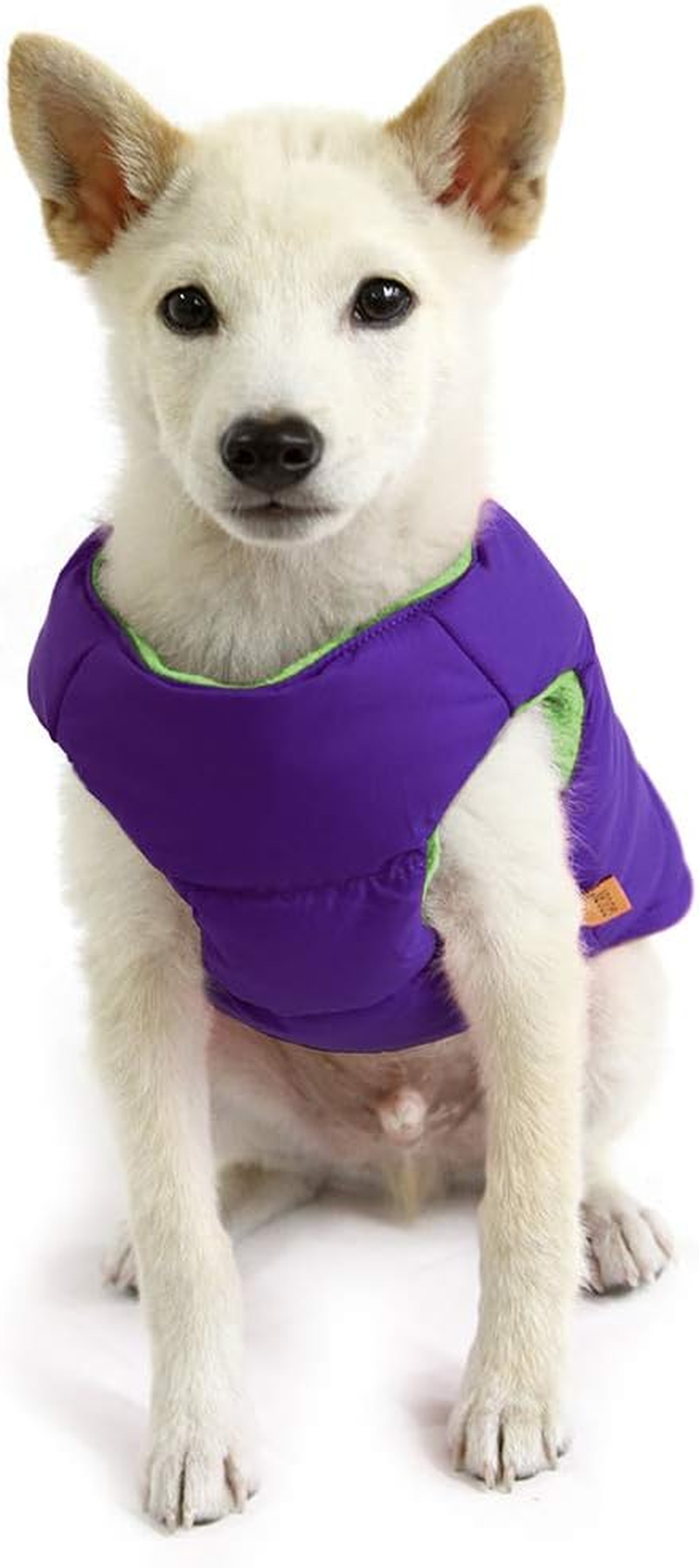 Gooby Padded Vest Dog Jacket - Solid Purple, X-Large - Warm Zip up Dog Vest Fleece Jacket with Dual D Ring Leash - Water Resistant Small Dog Sweater - Dog Clothes for Small Dogs and Medium Dogs image number 4