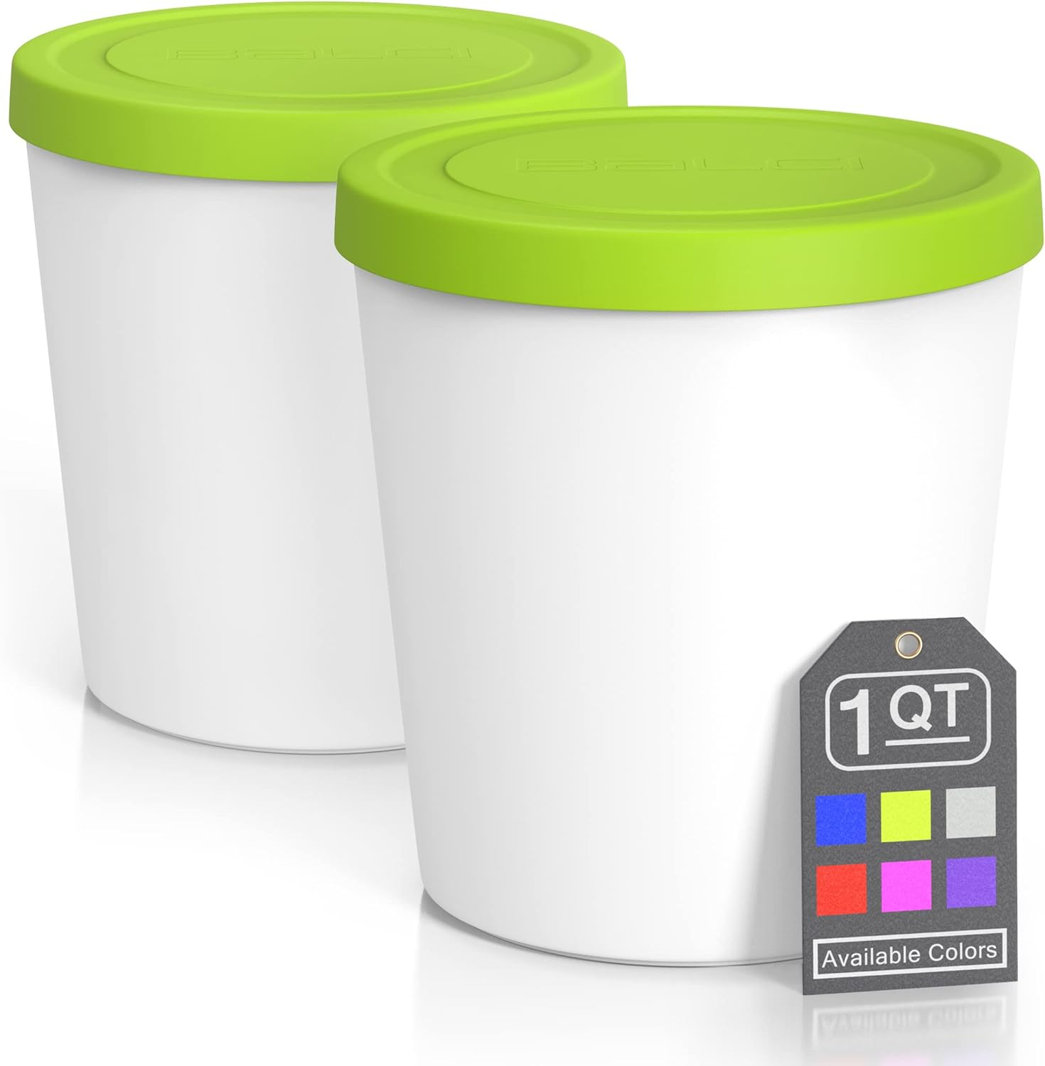 BALCI - Premium Ice Cream Containers (2 Pack - 1 Quart Each) Perfect Freezer Storage Tubs with Lids for Ice Cream, Sorbet and Gelato! - Mint