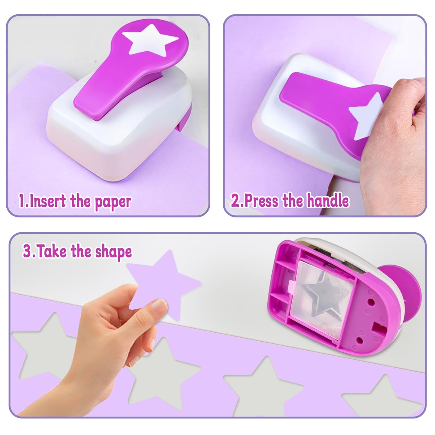 Star Punches for Paper Crafts, Star Hole Punch, Stars Paper Punch, 1.9 Inch Stars Shaped Hole Punches, Craft Cutter Tool for DIY Handmade Crafting Scrapbook Tools Cards Arts Fun Projects image number 4