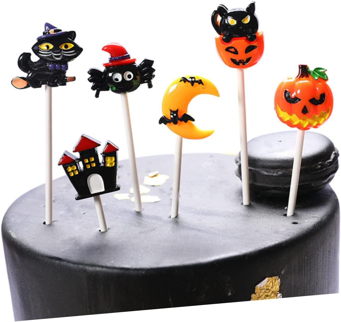 Halloween Cake Topper Set 9Pcs Resin Picks for Dessert Decoration Random Style image number 6