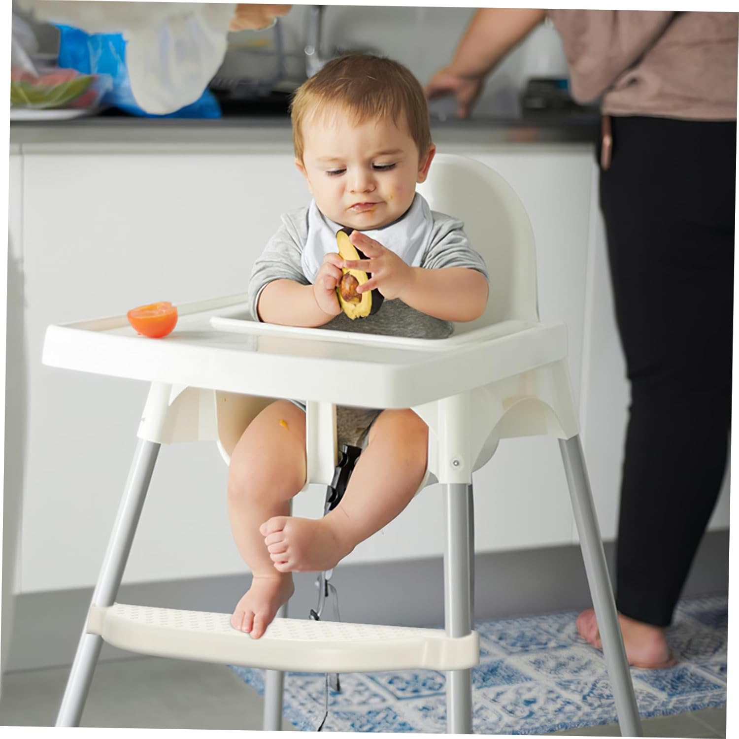 Abaodam Highchair Footrest Attachment Sturdy Plastic Replacement Footstool for Desk and Dining Chair Wide Platform Support for Growing Comfort and Stability