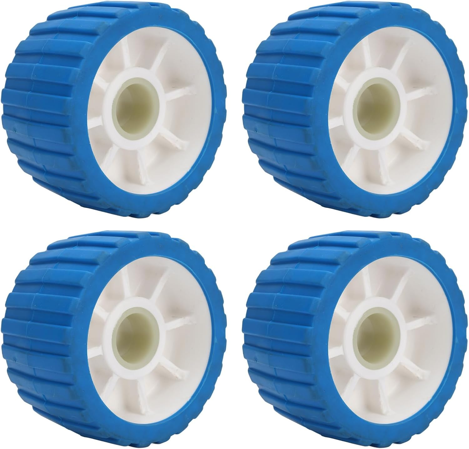 4 PCS Trailer Roller, Boat Trailer Rollers, Trailer Wobble Rollers High Temp Stubborn Poly Ribbed Wobble Roller for Boats Trailers 125 by 73 by 30Mm