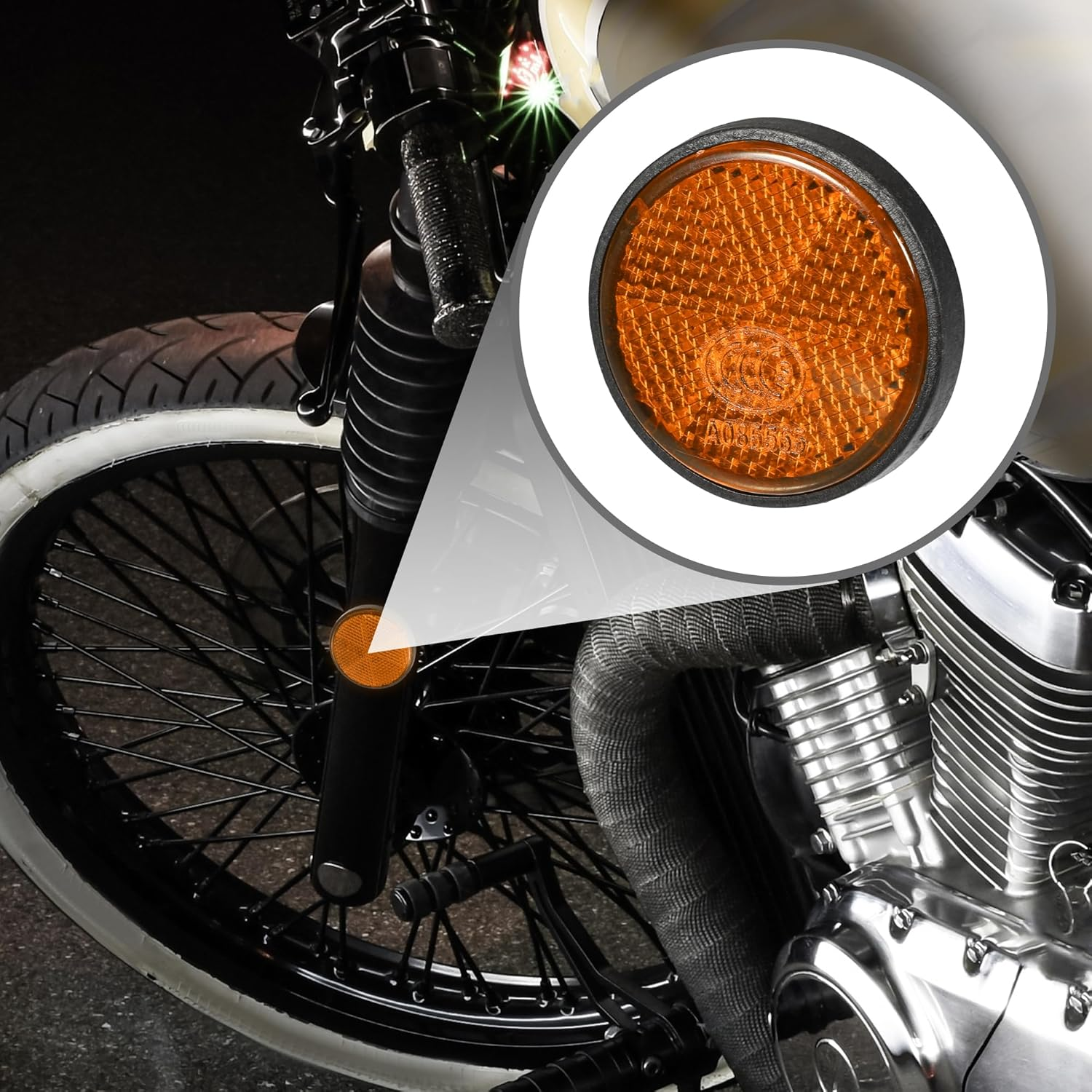 X AUTOHAUX 4Pcs 1.73"X0.31" Universal Reflector - round Motorcycle Bike Safety Reflector Increase Visibility and Safety on the Road - Plastic Orange for Car image number 3