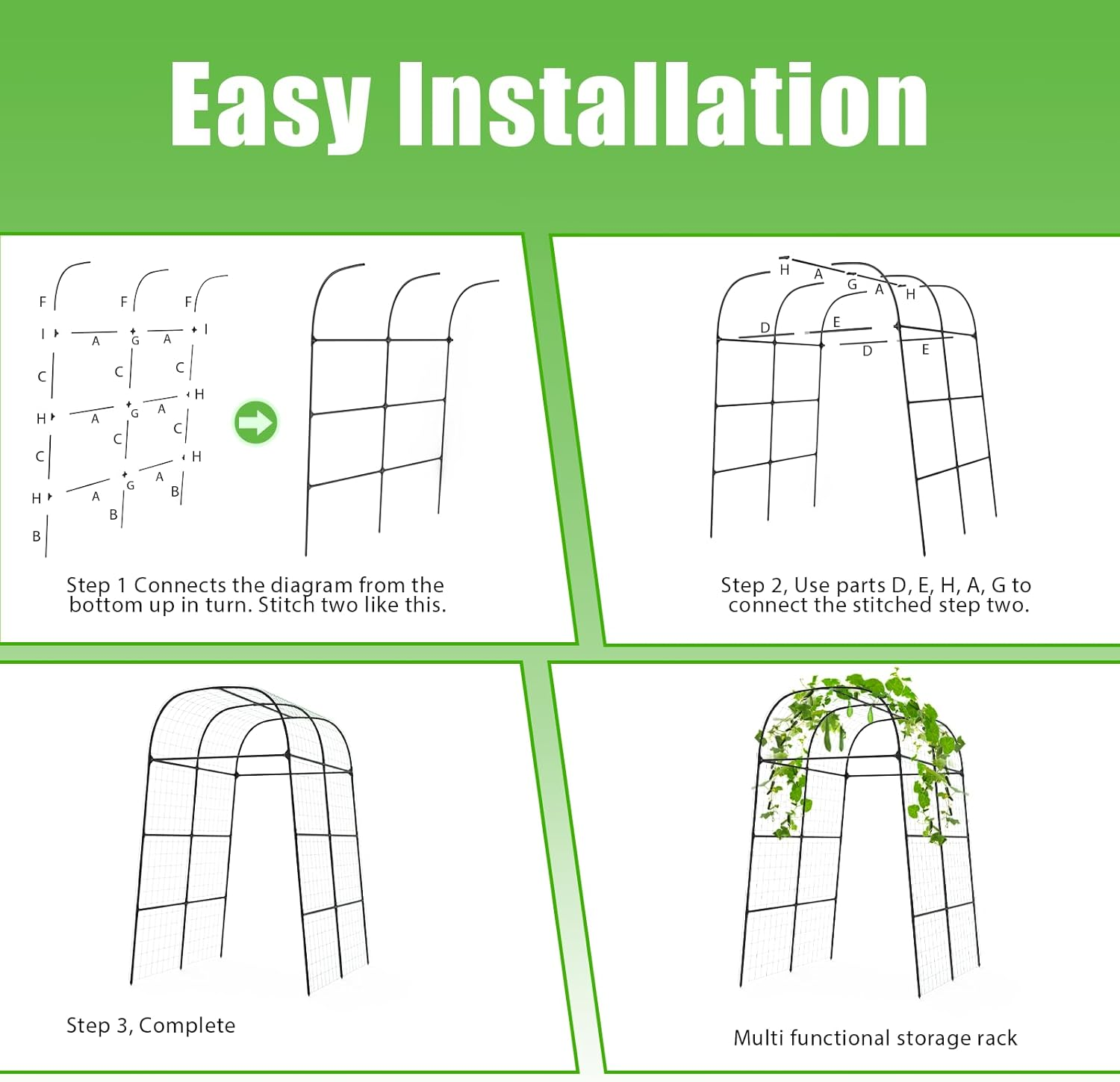 Garden Arch Trellis for Climbing Plants Outdoor - Cucumber Trellis for Raised Bed, Size:71 * 87 Inch, Garden Trellis for Climbing Plants, Cucumber, Vegetable, Tomato, Flowers image number 5