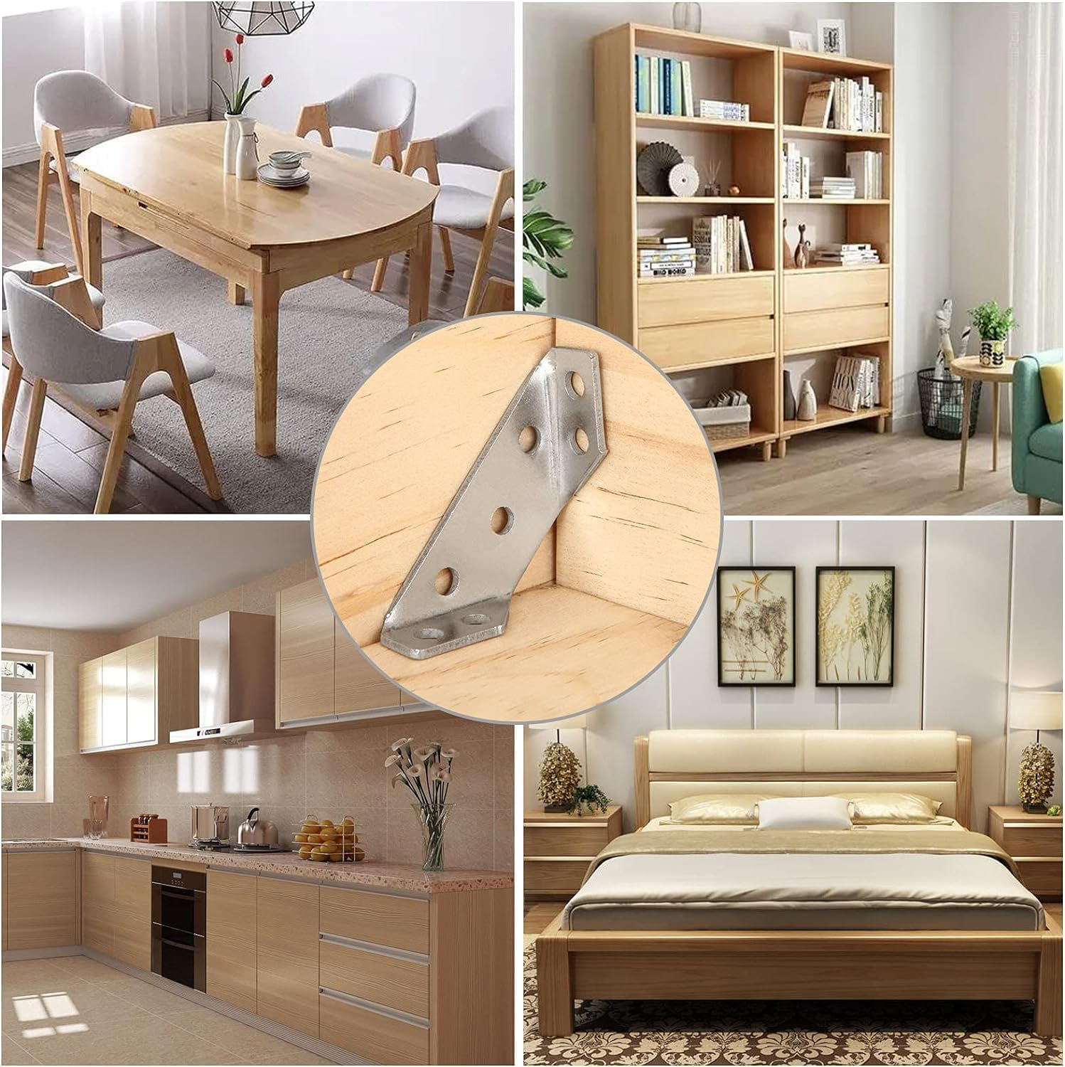 20 Pack Universal Stainless Steel Furniture Corner Connector, Stainless Steel Angle Corner Brackets for Shelf Cabinet Table Chair, (Silver) image number 3