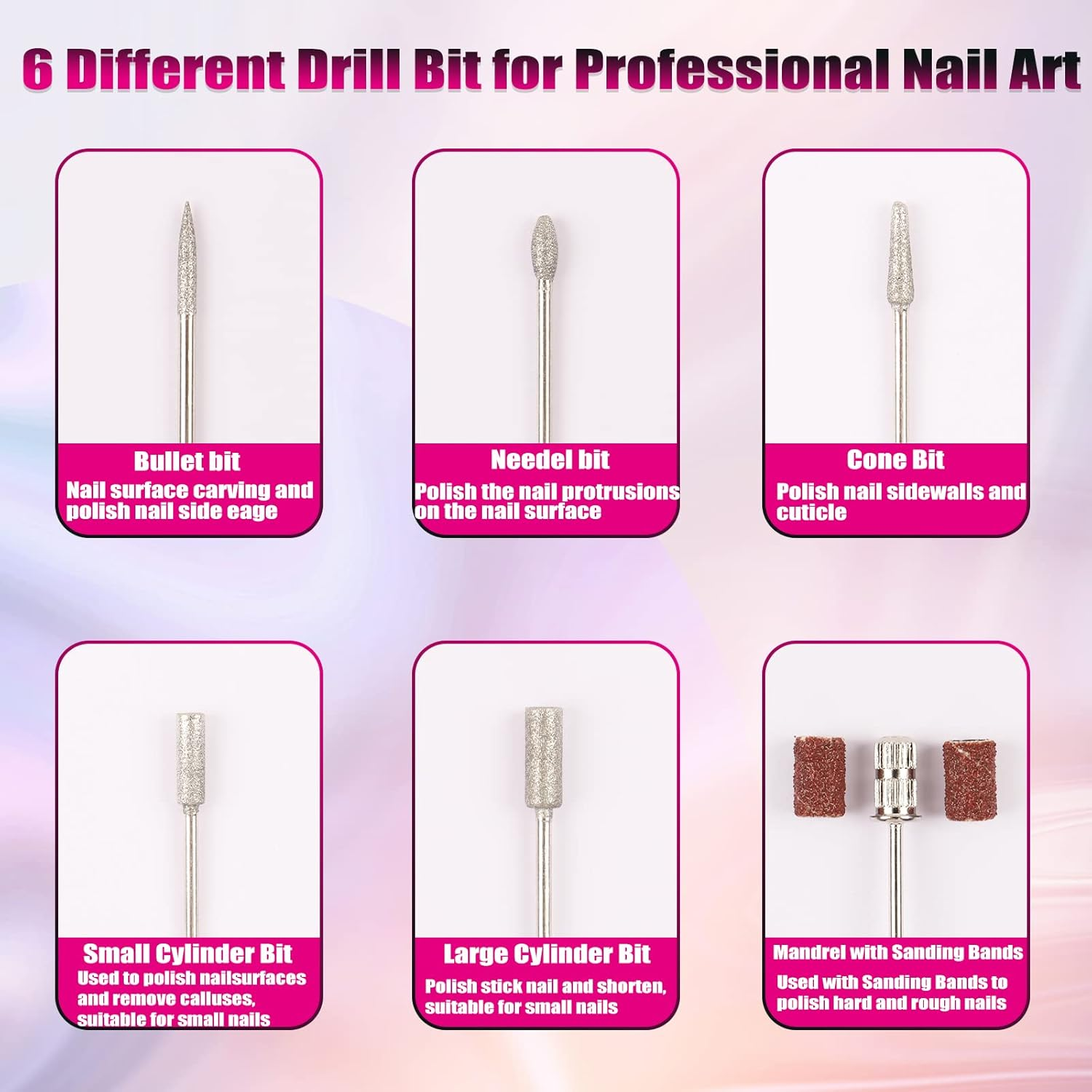 ANGNYA Nail Cutter 35000 Rpm Professional Nail File 6 in 1 Hand and Foot Care Device Manicure Pedicure Set for Gel Nails Acrylic Nails Callus Removal Nail Salon image number 2