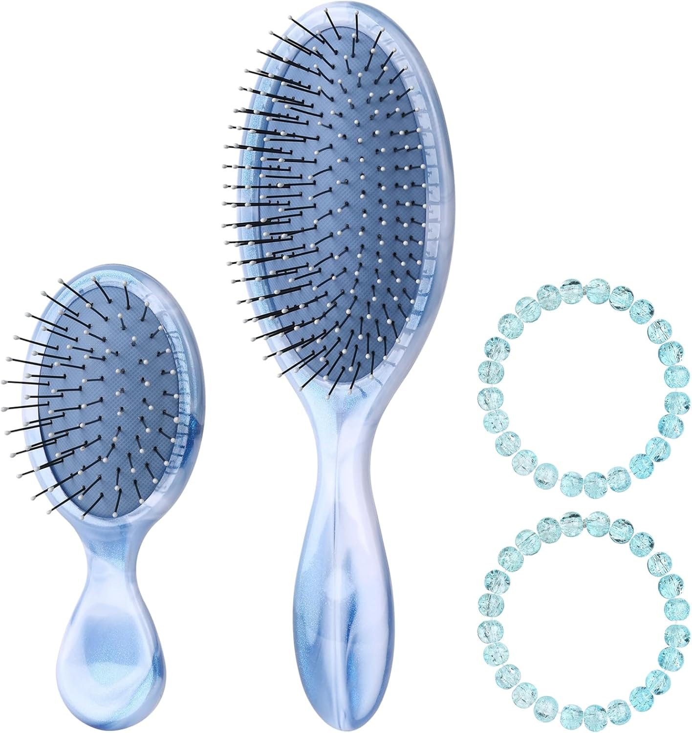 Daily Gard 2 Pack Detangler Hair Brush and Mini Hair Brush, Dry and Wet Hair Brush for Women Men Girls, Detangling Hairbrush for Wet/Dry/Curly/Thick/Long/Wavy/Damaged Hair, Blue