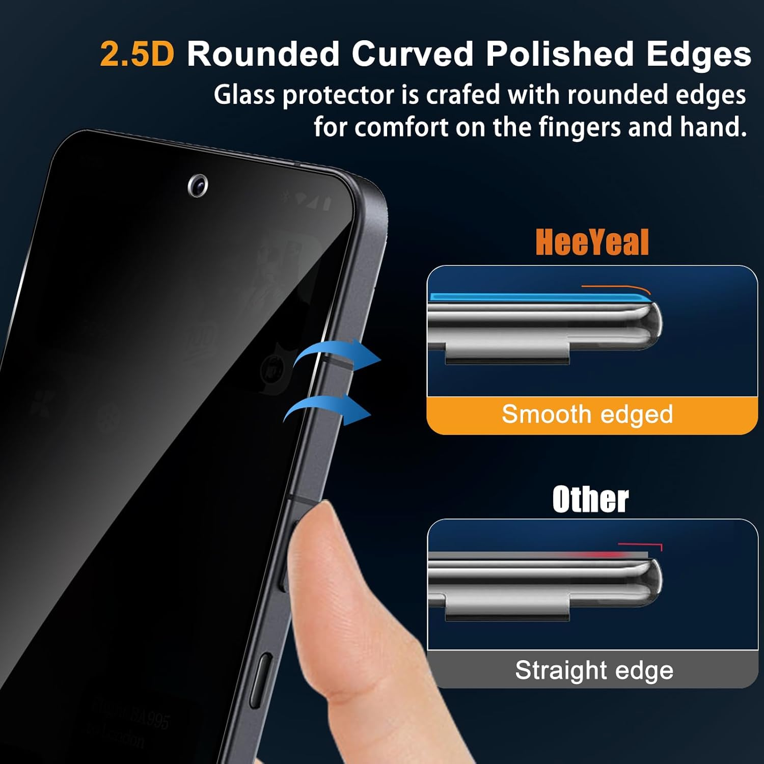 Heeyeal Privacy Screen Protector Compatible with Nothing Phone (3) 5G, Tempered Glass Anti-Spy Film, Shatterproof Anti-Scratch, Pack of 2, 9H Hardness Anti-Spy Privacy Screen Protector for Nothing image number 1