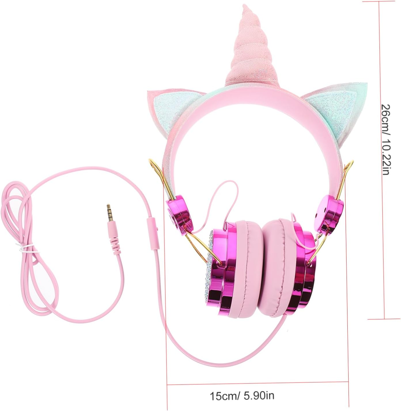 ARTIBETTER Headphones with Microphone Adjustable Headband Rhinestone Design Wired Earphones for Travel School Use Compatible with Phones and Computers Rose Gold image number 4