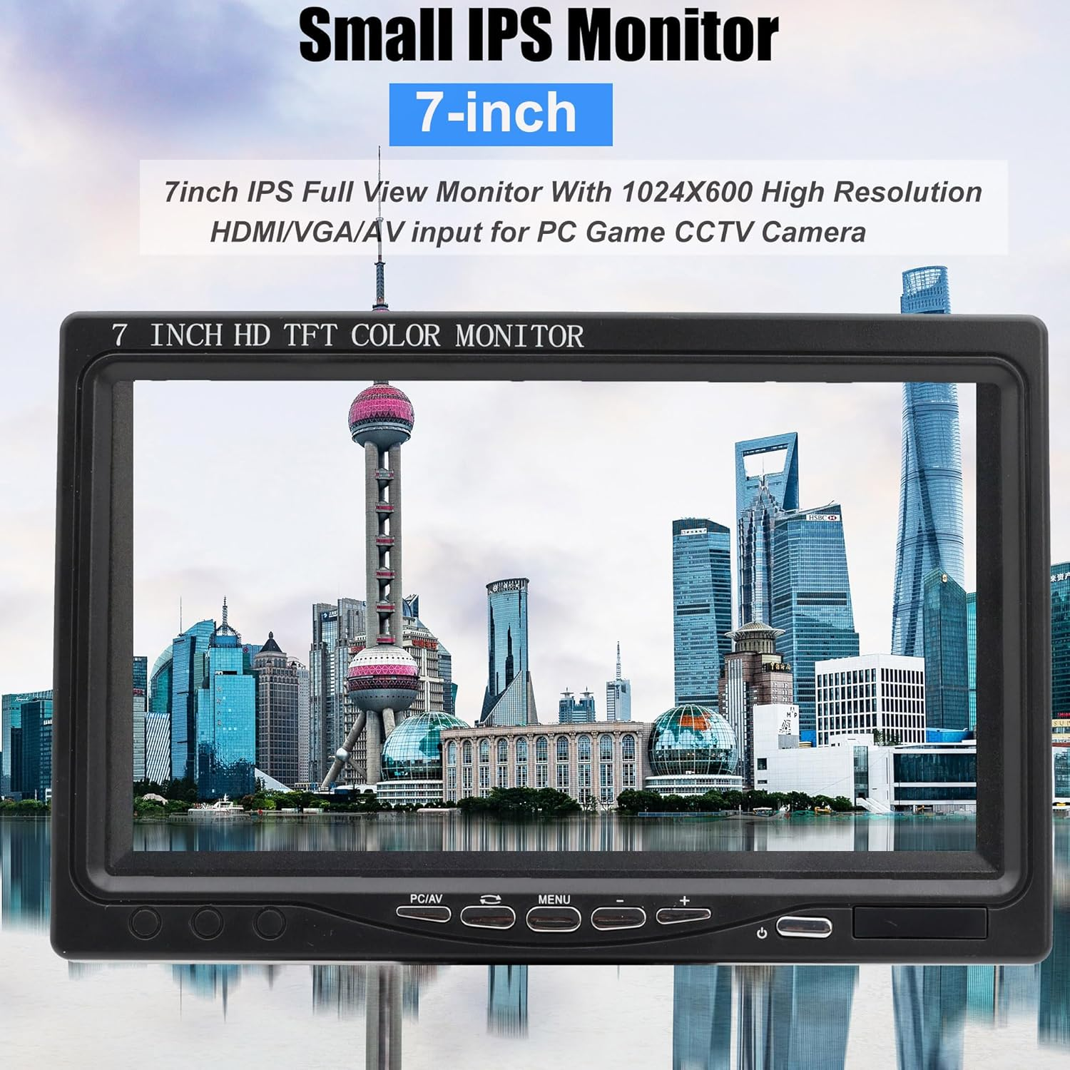 7 Inch Small HDMI Monitor 1024X600 Resolution Small 1080P Portable IPS Monitor Built-In Speakers HDMI VGA Input for Gaming CCTV Security Raspberry Pi PC (H702)