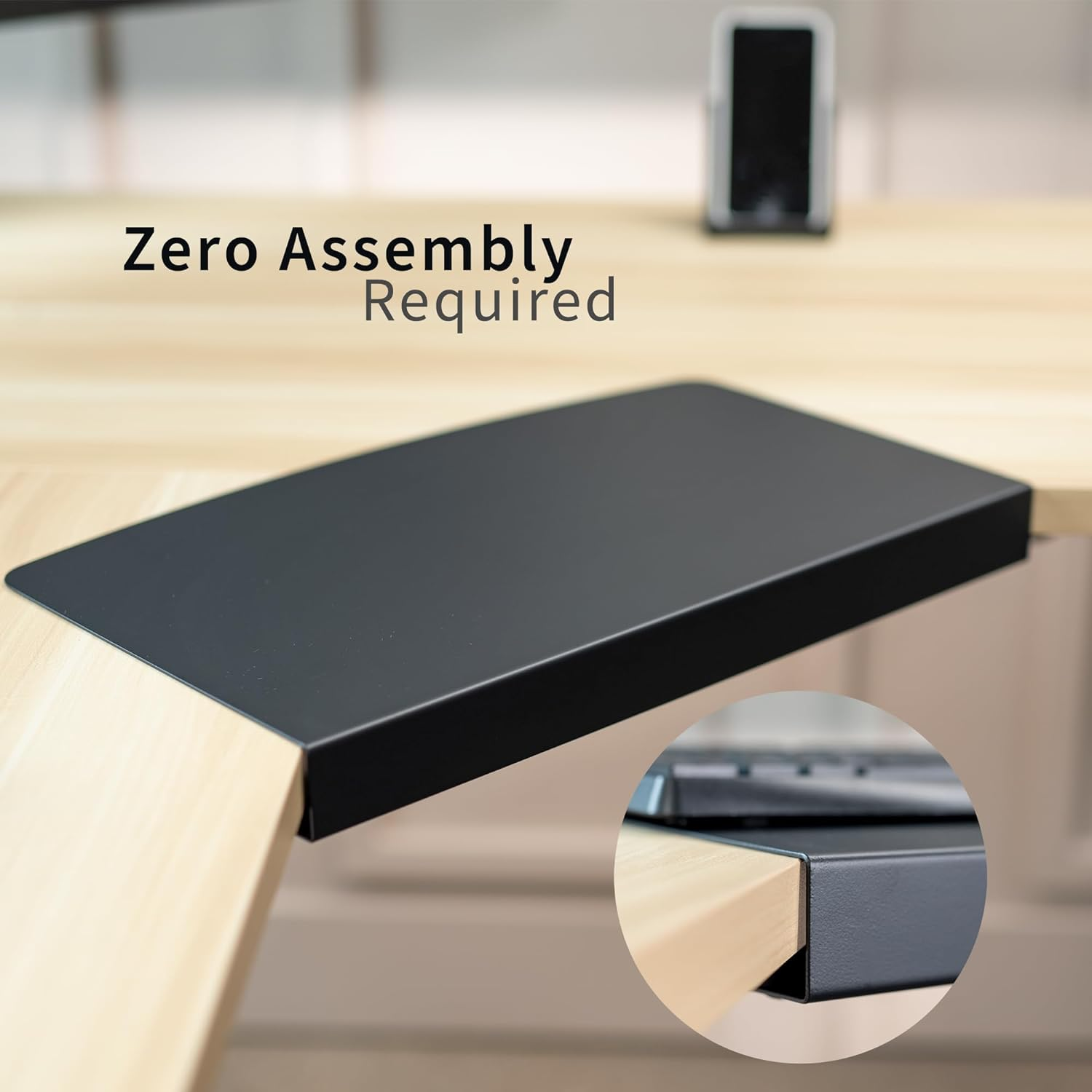 VIVO 17 Inch Corner Desk Connector Platform for Mounting Under-Desk Keyboard Trays on L-Shaped Workstations, Black, DESK-AC07S - White image number 6