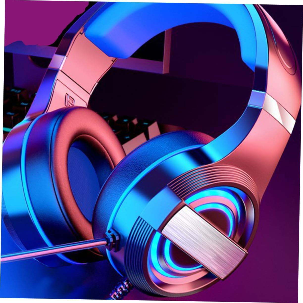 HOLIDYOYO Gaming Headphone with Microphone Wired Noise Reduction Headset for Pc Computer Gaming Over-Ear Head-Mounted Headset Comfortable Black Standard Edition Suitable for E-Sports image number 1