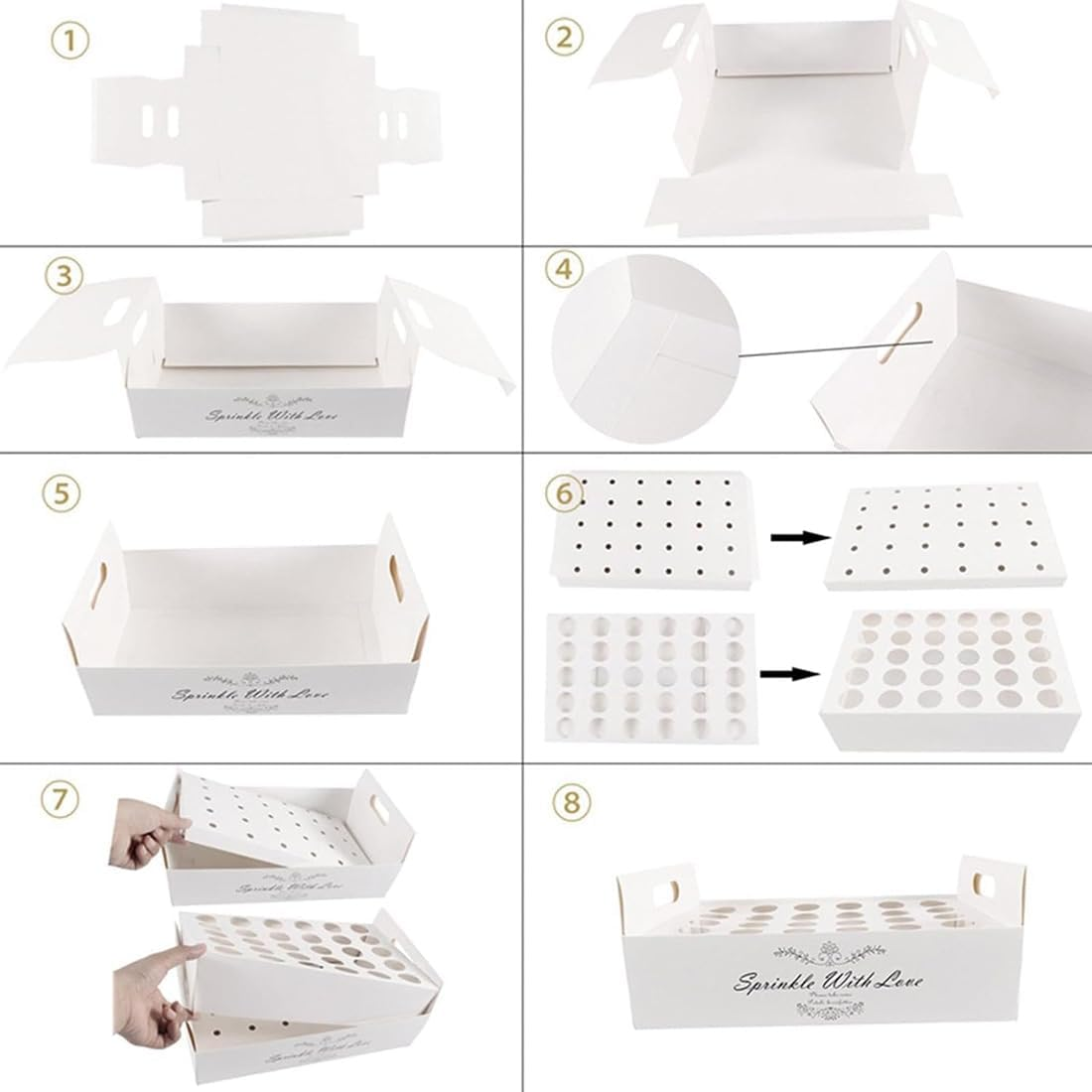 30Pcs Party Confetti Cones, Biodegradable Stand Tray Paper Cone Box Set, Suitable 30 Holes Confetti Cones Holder Placing Dried Flower Petals Confetti for Wedding Engagement Party Birthday image number 1