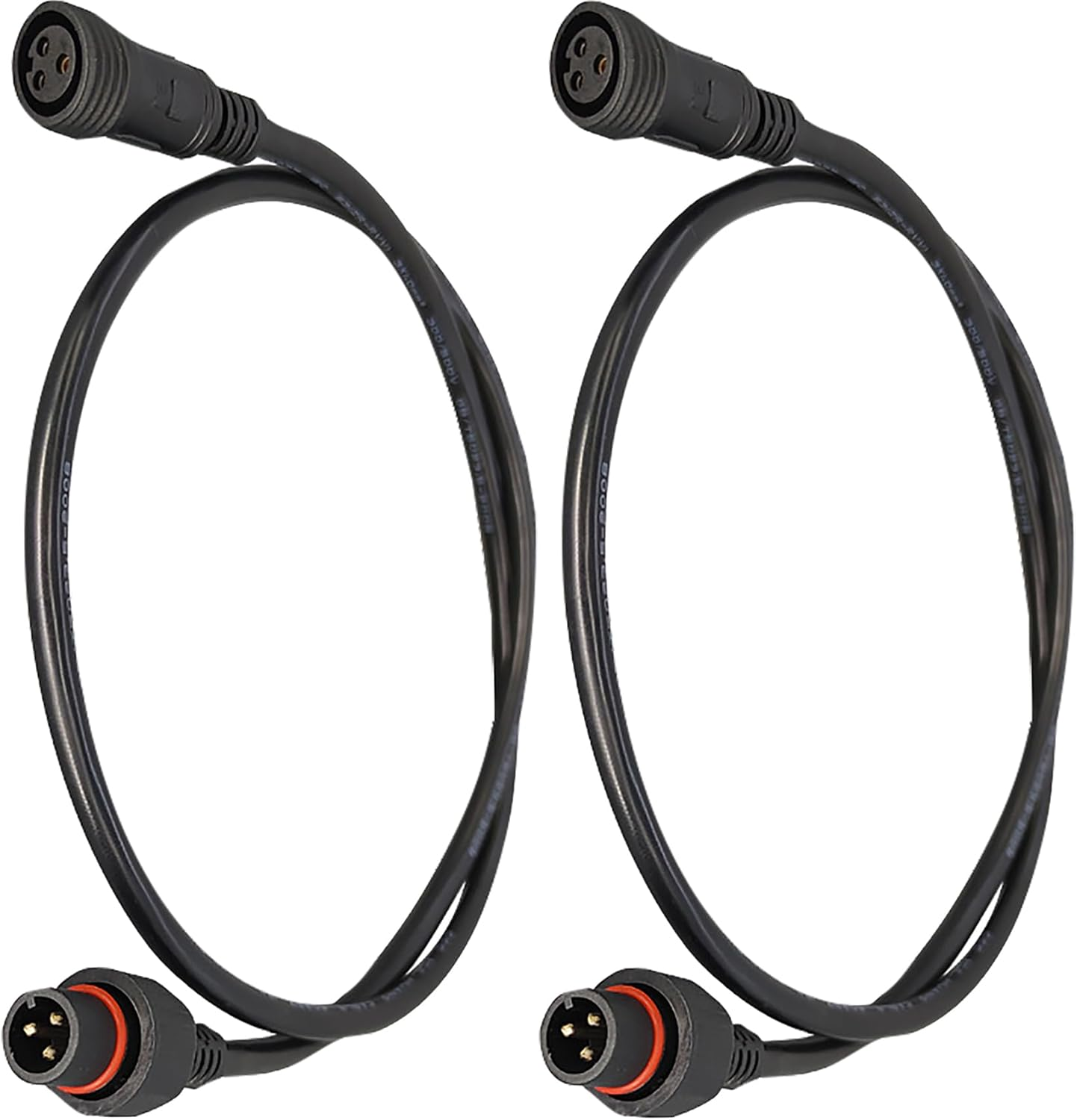 Tunghey 2Pack 3 Pin 24AWG IP65 Extension Cable Wire with Male and Female Connectors at Both Ends for Single Color RGB 5630 5730 5050 WS2813 Etc LED Strip 15Mm Nut Small Size (2M)