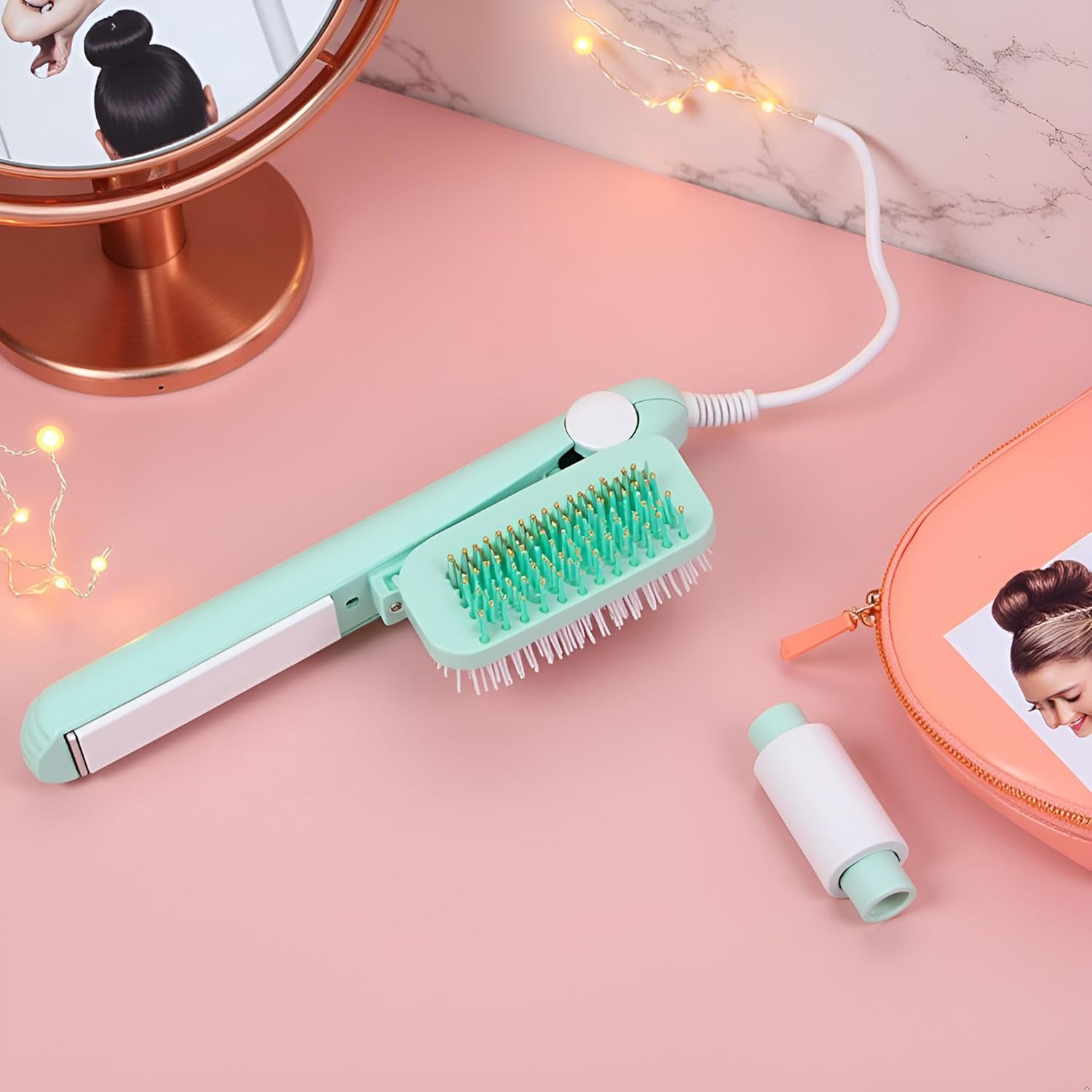 Blue Mini Hair Curler, Ceramic Mini Hair Curler for Short Hair Fine Hair, 2 in 1 Mini Ceramic Curler, Hair Straightener, Mini Curling Iron Barrel Short Hair, Hair Styling Tools Irons image number 1