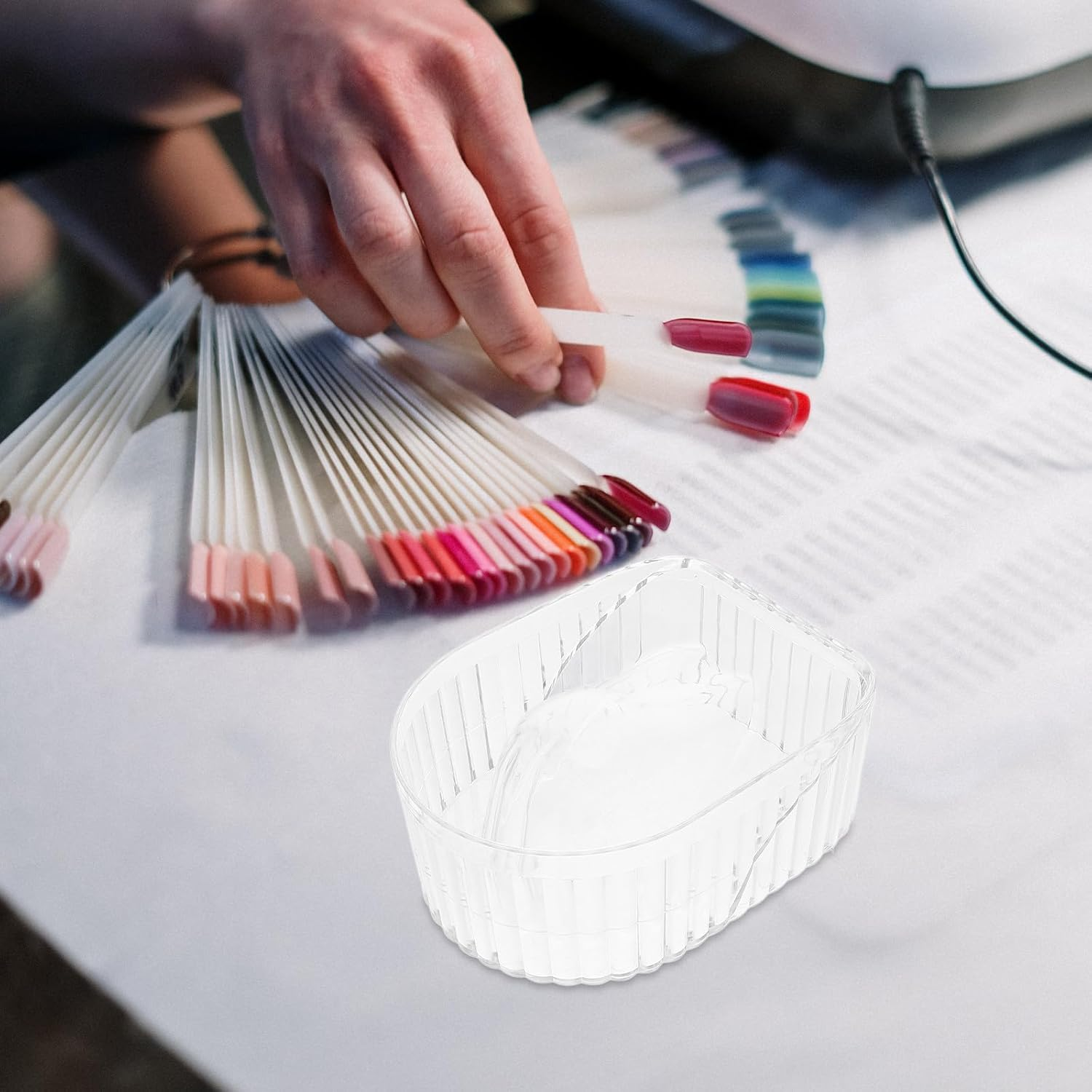 SOLUSTRE Hand Soaking Bowl for Manicure Nail Soaker Bowl Softens Cuticles Nail Care Tool and Salon Use image number 3