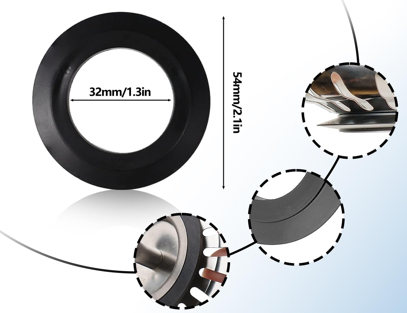 KAPSING Pack of 6 Sink Plugs, Replacement Seal, Black, Rubber Sink Plug Seals, Replacement Part for Diameter 78-83 Mm Strainer Basket image number 6