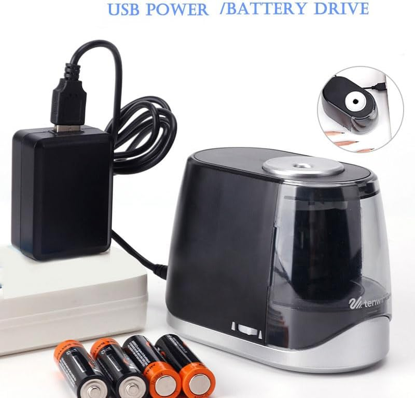 Adjustable Nib Electric Pencil Sharpener Usb/Battery 2 in 1 Operated Fast Pencil Sharpener for 6-8Mm Colored Pencils Office Home Pencils Knife Supplies (Black) image number 2