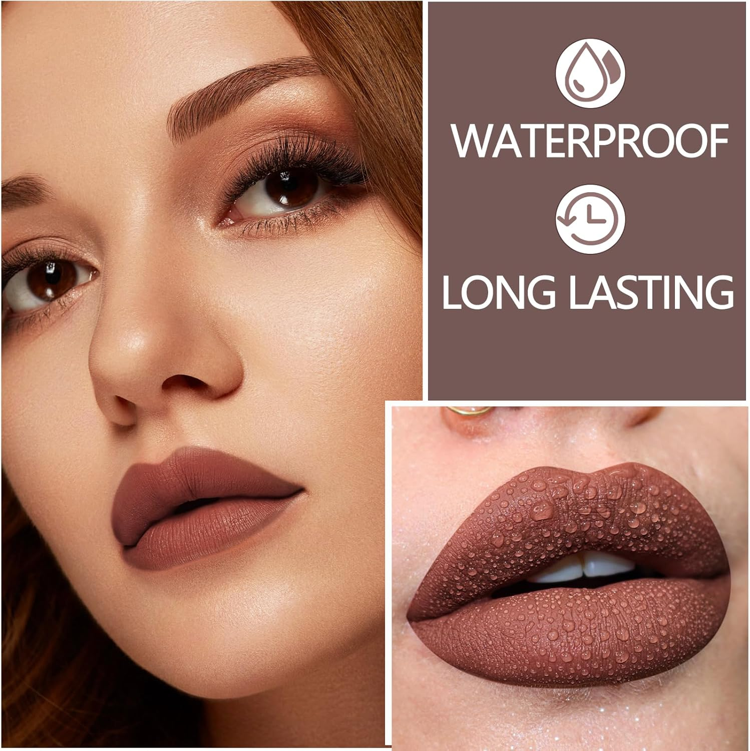 Matte Lip Liner Pencil,Highly Pigmented Retractable Lip Crayon,All Day Wear Nude Lipstick with Sharpener,Waterproof Brown Lipliner image number 5