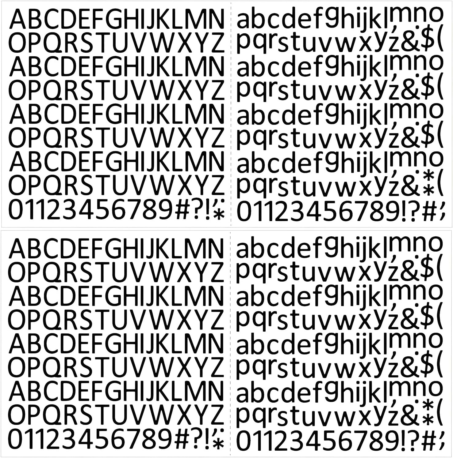 Letters Stickers, 10 Sheets Vinyl Alphabet Stickers 1/2 Inch Uppercase & Lowercase Stick Board Small Decals Scrapbook Classroom (Black)