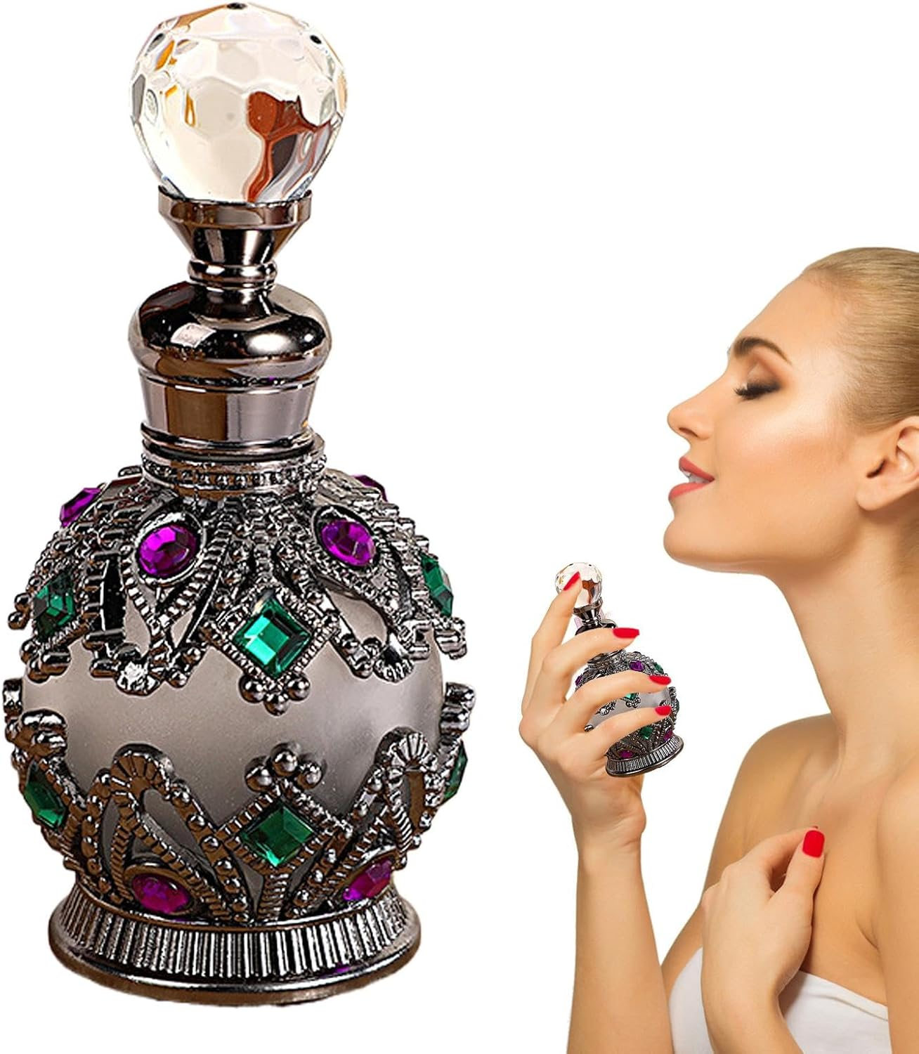 Empty Perfume Bottles, Refillable Empty Perfume Bottles - Small Empty Spray Bottles with Jewels - Atomizer Vials, Luxurious Decorative Container for Adult Women