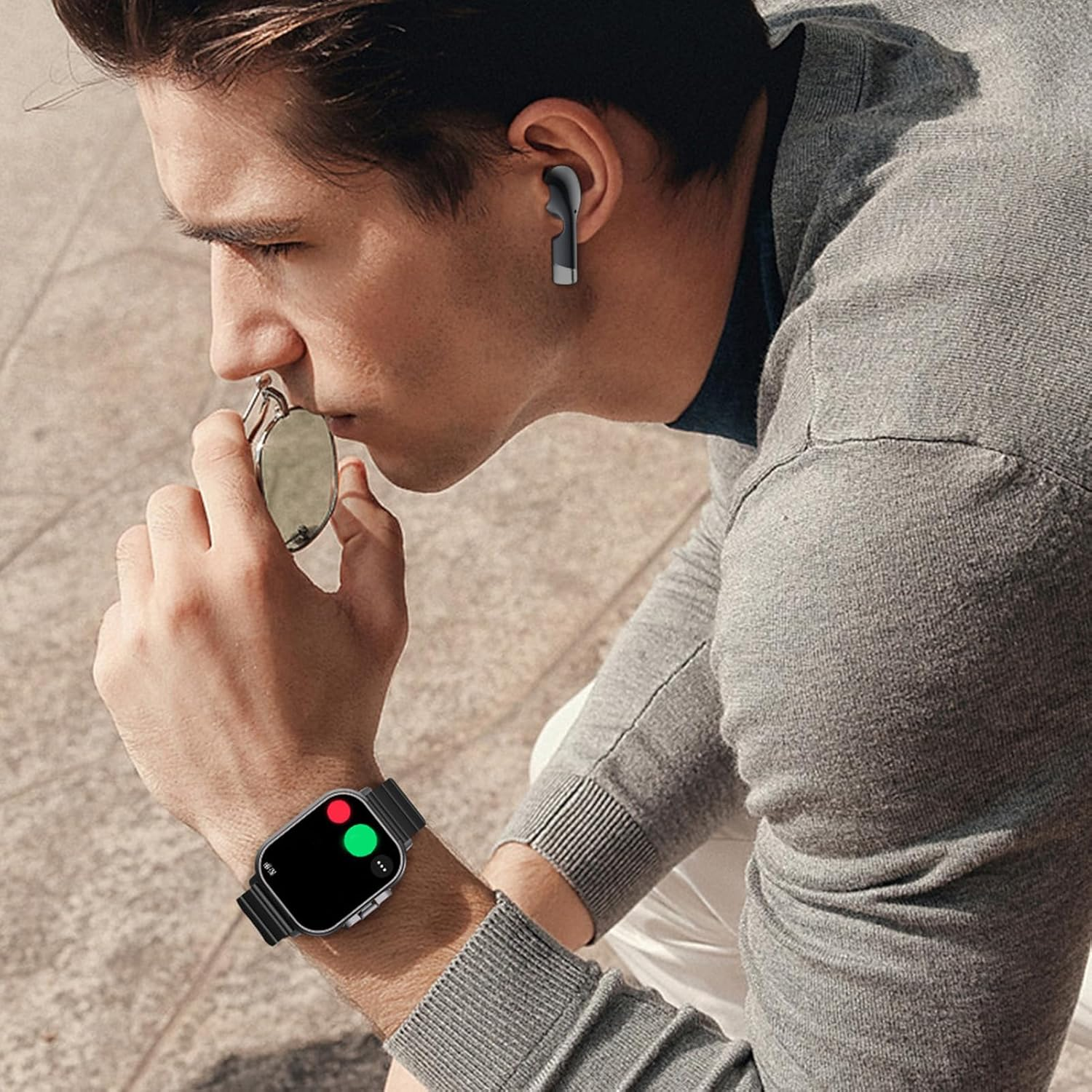 Smartwatch with Headphones, 2.01 HD Screen Watch with Headphones Inside, Wireless Headset, Fitness Tracker, IP67 Waterproof, NFC Sleep Monitor, Pedometer for Android Ios image number 1