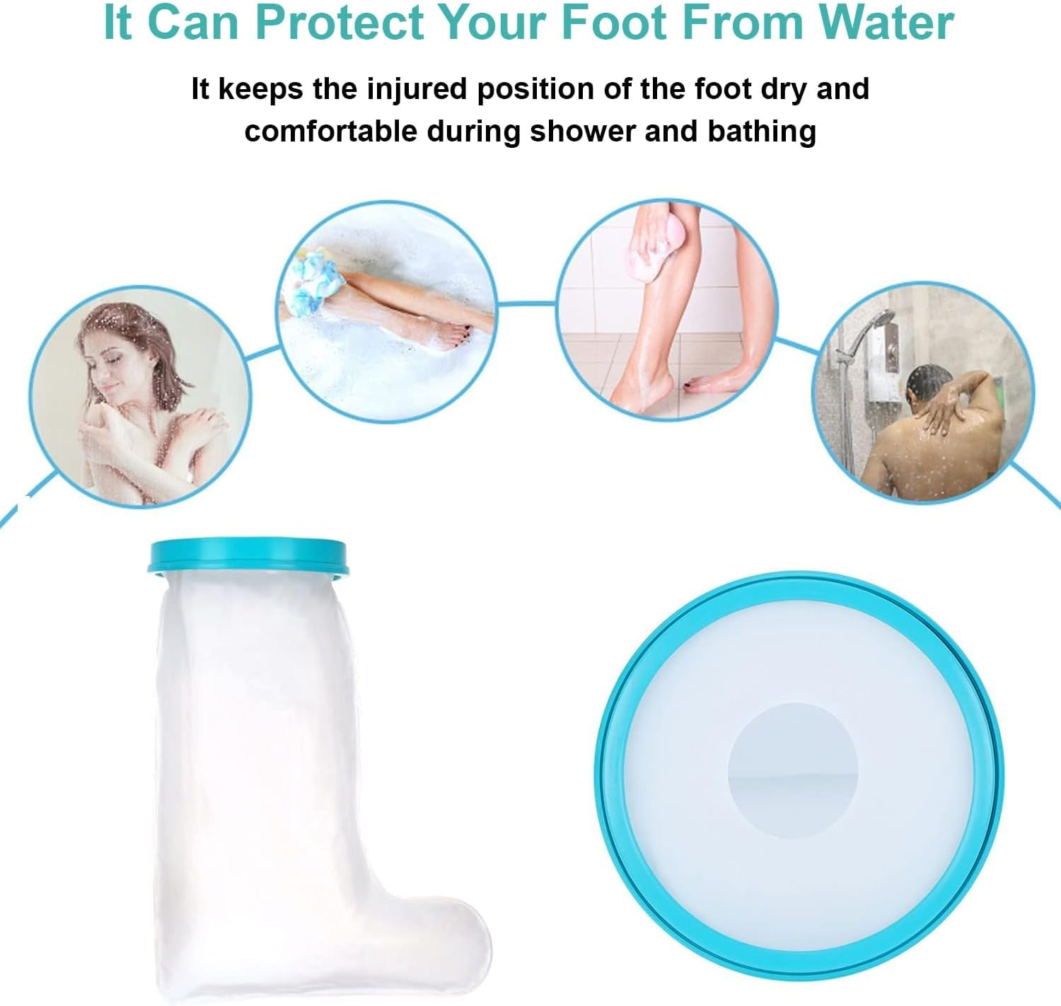 Waterproof Leg Cast Cover for Shower, 100% Bathing Guards, Waterproof Leg Cast Cover for Shower, Reusable Shower Protection, Leg Cover for Showering after Surgery for Foot, Ankle, Burns image number 4