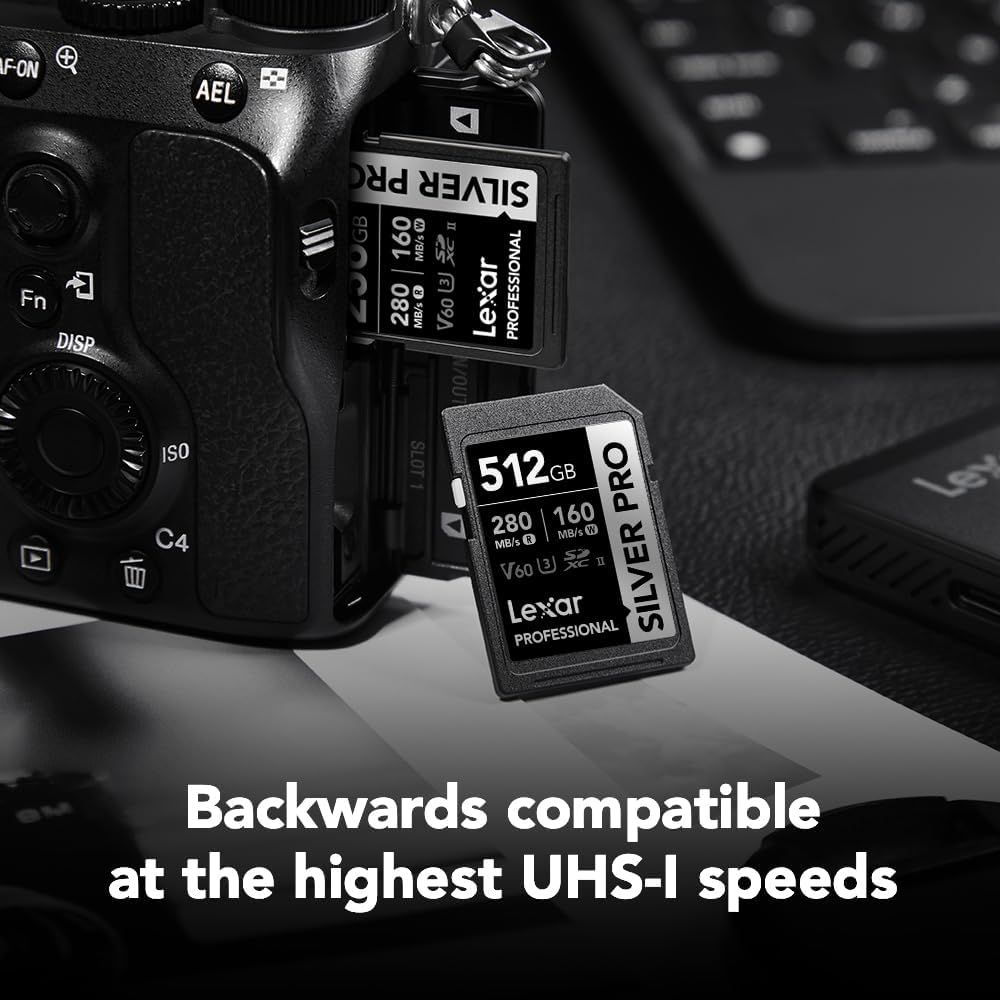 Lexar 512GB Professional Silver PRO SD Card, UHS-II, C10, U3, V60, Full HD, 4K, up to 280Mb/S Read SDXC Memory Card, for Professional Photographer, Videographer, Enthusiast (LSDSIPR512G-BNNNU) image number 6