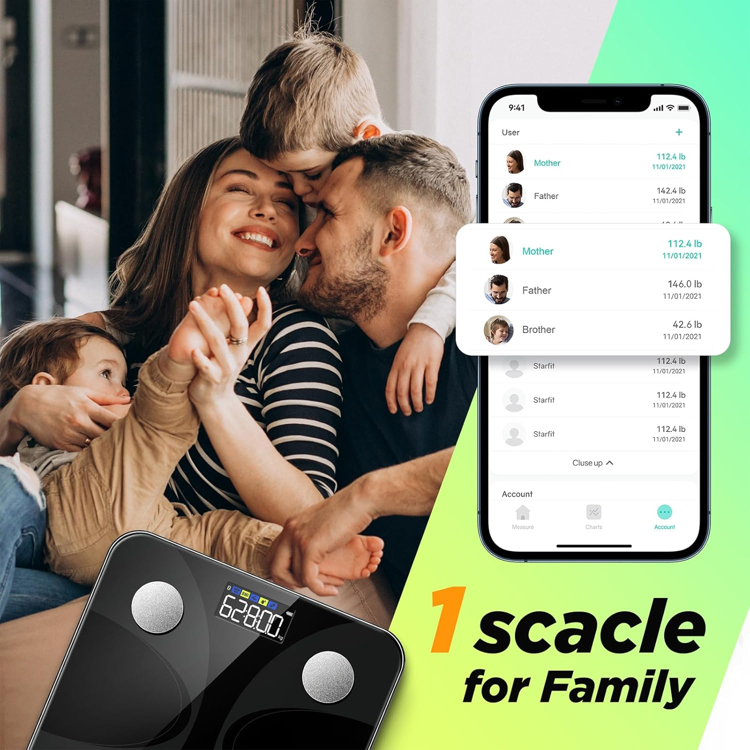 Runstar Scale for Body Weight and Fat Percentage, Ultra-Precision Digital Accurate Bathroom Smart Scale with Large Display,13 Body Composition Analyzer Sync App Weight Scale BMI Health Monitor image number 2