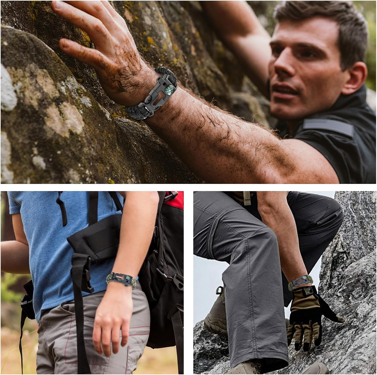 Generisch Survival Bracelet, Multifunctional Survival Bracelet, Buckle, Compass, Lifeguard Whistle, Wild Camping Equipment Kit, Wildness Emergency Survival Kit for Camping, Outdoor Travel, Hiking image number 3