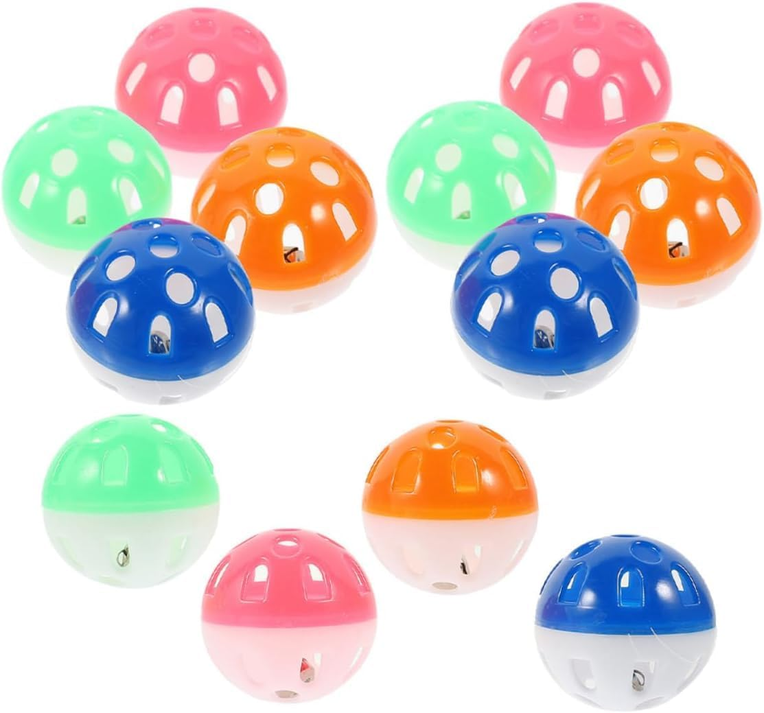 THJOPOKEEL 12PCS Cat Toy Ball with Bell, Pet Toy Cat Bell Ball Cat Toy with Bell Cat Jingle Balls for Cats Kitten, Rattle Ball Toys Random Color