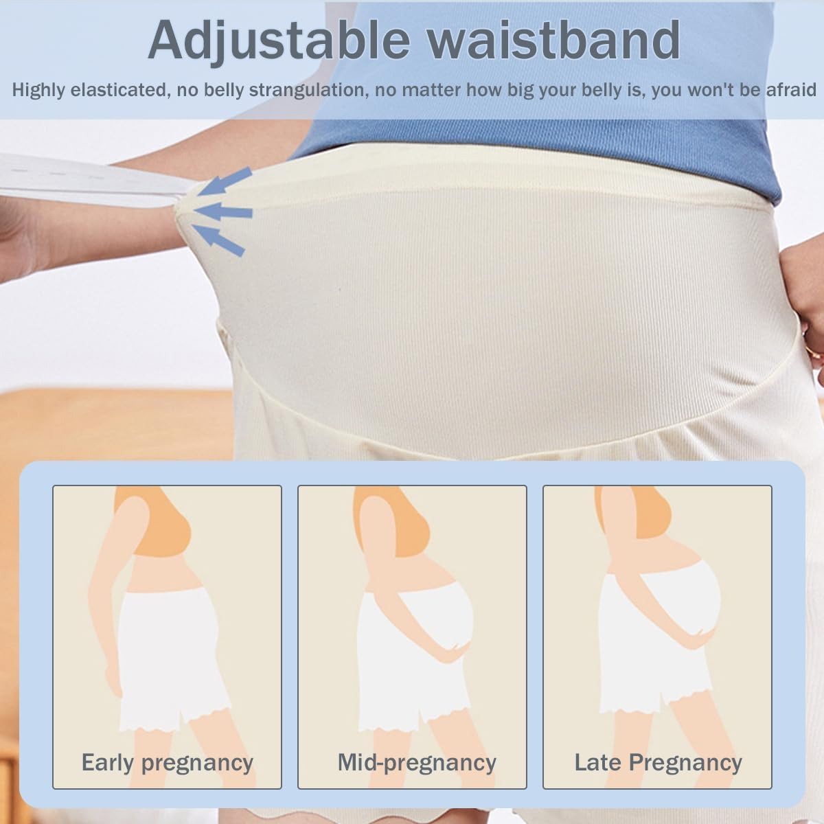 Underwear, Pure Color Pregnant Women Summer Ultra Thin Ice Silk Loose and Adjustable anti Light 5 Pcs image number 1