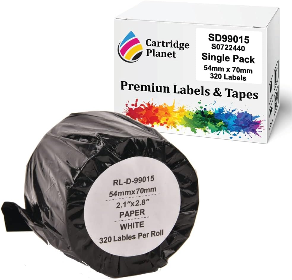 Cartridge Planet Compatible Multi Purpose Label Roll for Dymo SD99015 S0722440 54Mm X 70Mm 320 Labels for Dymo Labelwriter 450 450 Turbo 450 Twin Turbo 450 Duo 4XL SE450 310 320 330 400 SE300 Wireless
