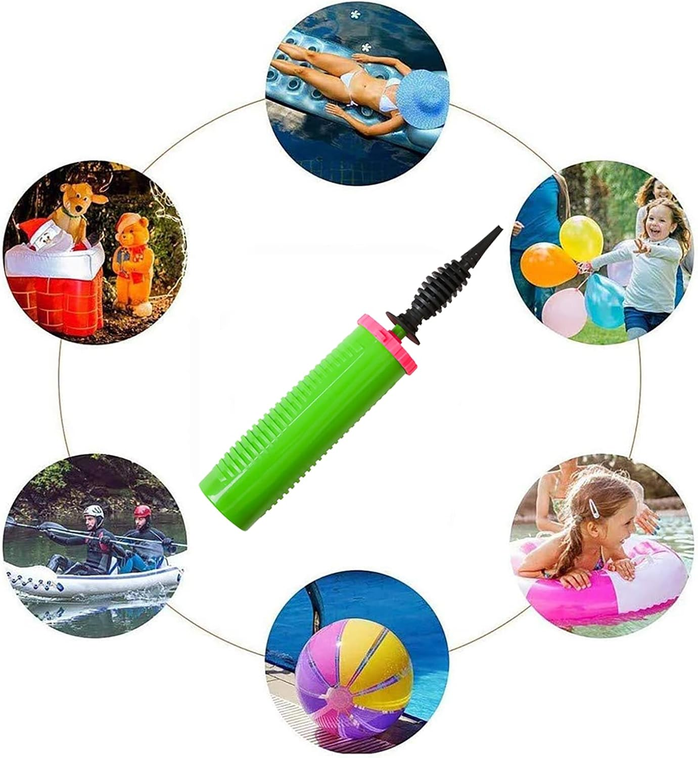 Balloon Pump Handheld Two-Way Dual Action - Hand Blower Air Pumper for Balloons - Ballon Inflator Pumping - Manual Baloon Inflators Machine - Pink image number 2