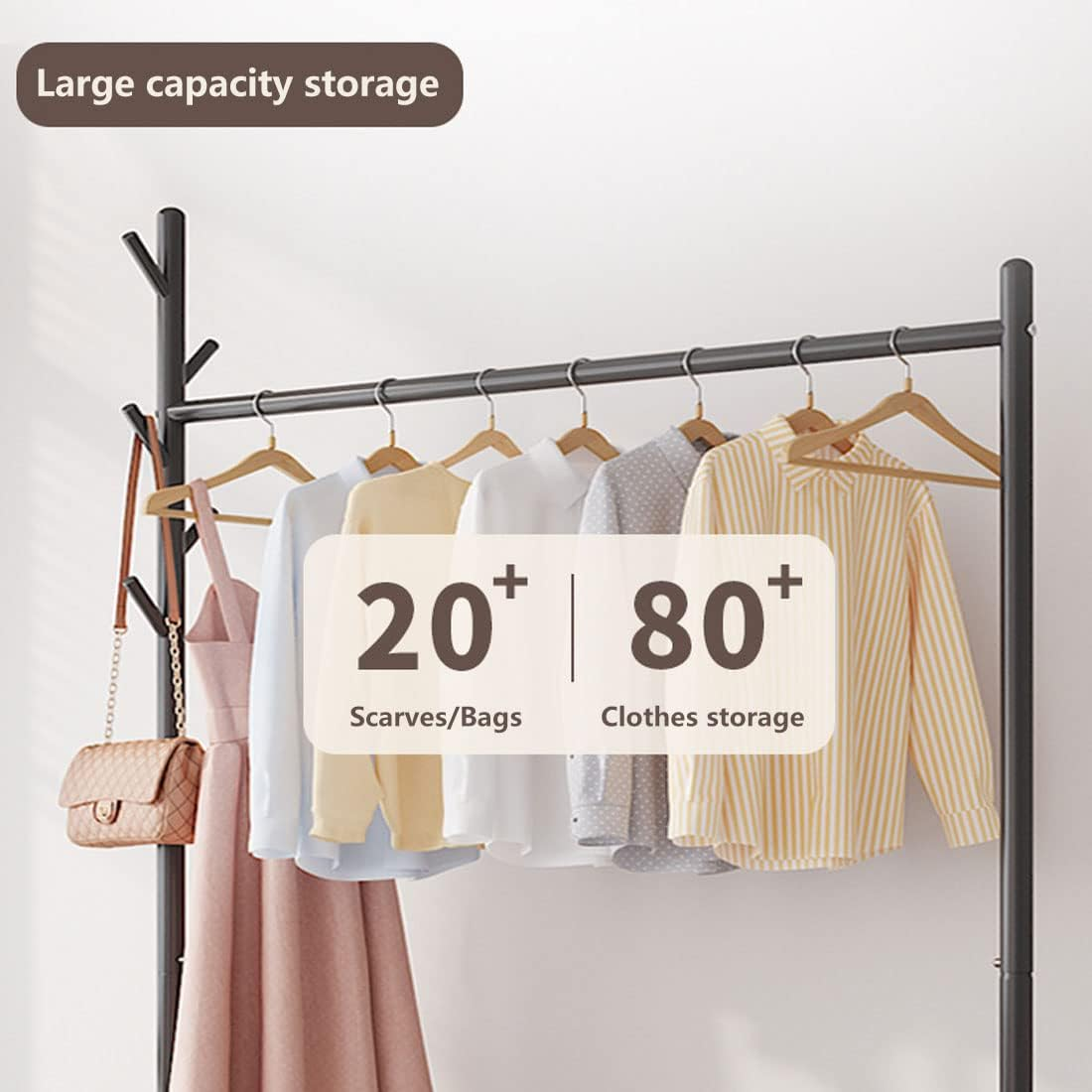 Clothes Rack Clothing Rack Rolling Organizer with Wheels Bottom Shelves Double Tiers for Multipurpose image number 1