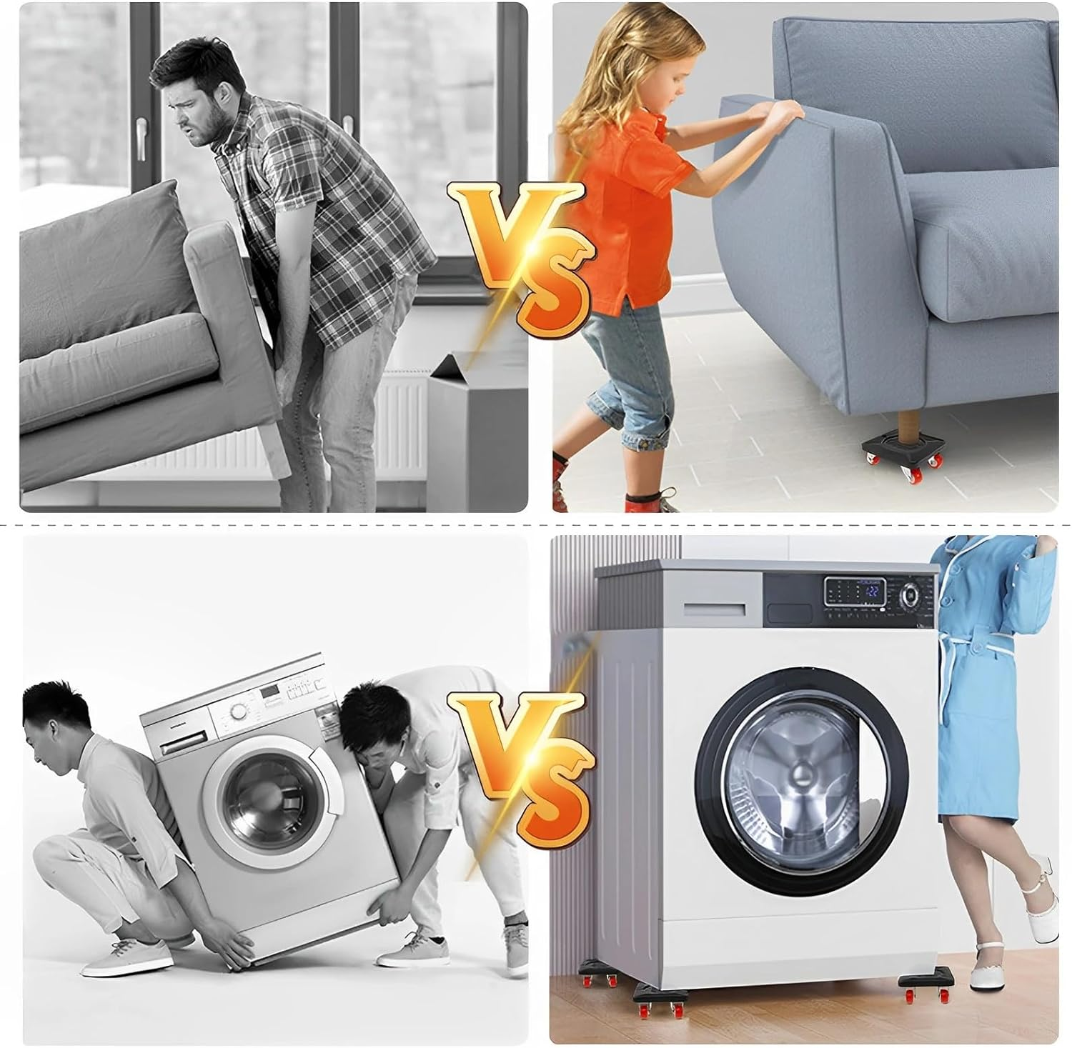 MYLEUS Furniture Mover Tool Set, 360&deg; Rotation Wheels Furniture Slider Heavy Duty Furniture Roller, Move Tools Max up for 200KGS/440 LBS, for Moving Heavy Furniture, Refrigerator, Sofa, Cabinet