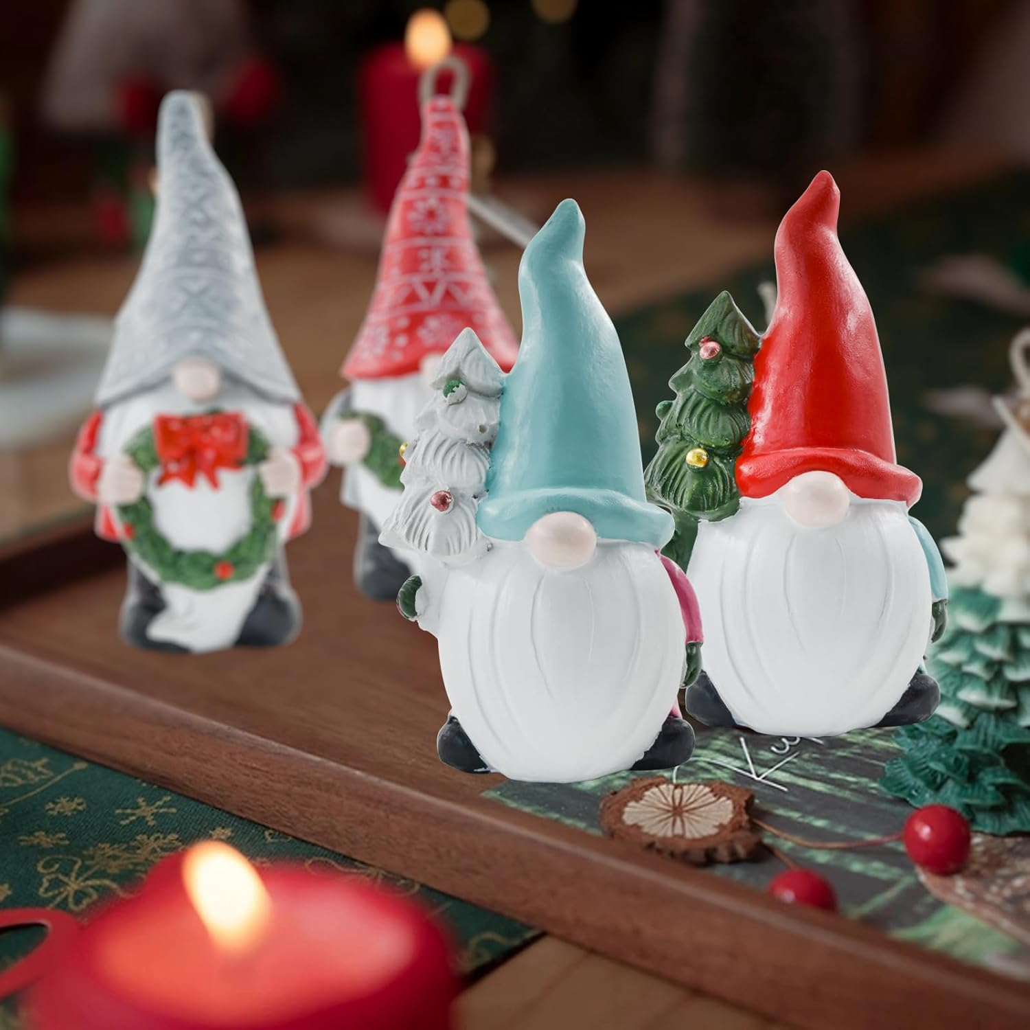 Mrmrkura 4Pcs Miniature Gnomes Fairy Resin Statues Mini Dwarf Figurine, Garden Gnomes Christmas Decorations Micro Landscape Ornaments for Outdoor Indoor Patio Yard Lawn image number 6