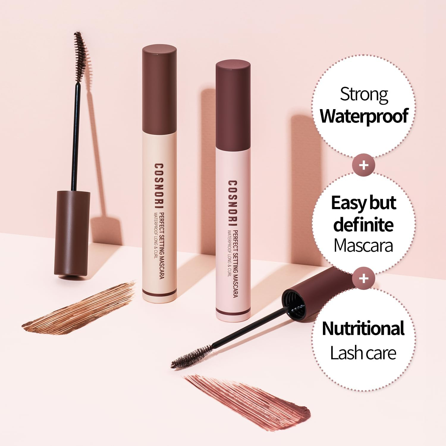 COSNORI Perfect Waterproof Mascara Long&Curl 02 Cozy Brown &ndash; Long-Lasting Smudge - Brown Mascara - Korea Waterproof Mascara, Long Lash, Strong Fixing, Silk Amino Acids - 0.23Fl Oz (7Ml) image number 6