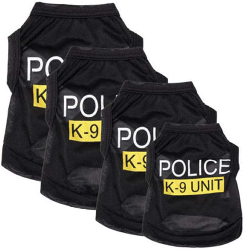Pet Dog Puppy Vest T-Shirt Police Suit Cosplay Dog Costume Black image number 4