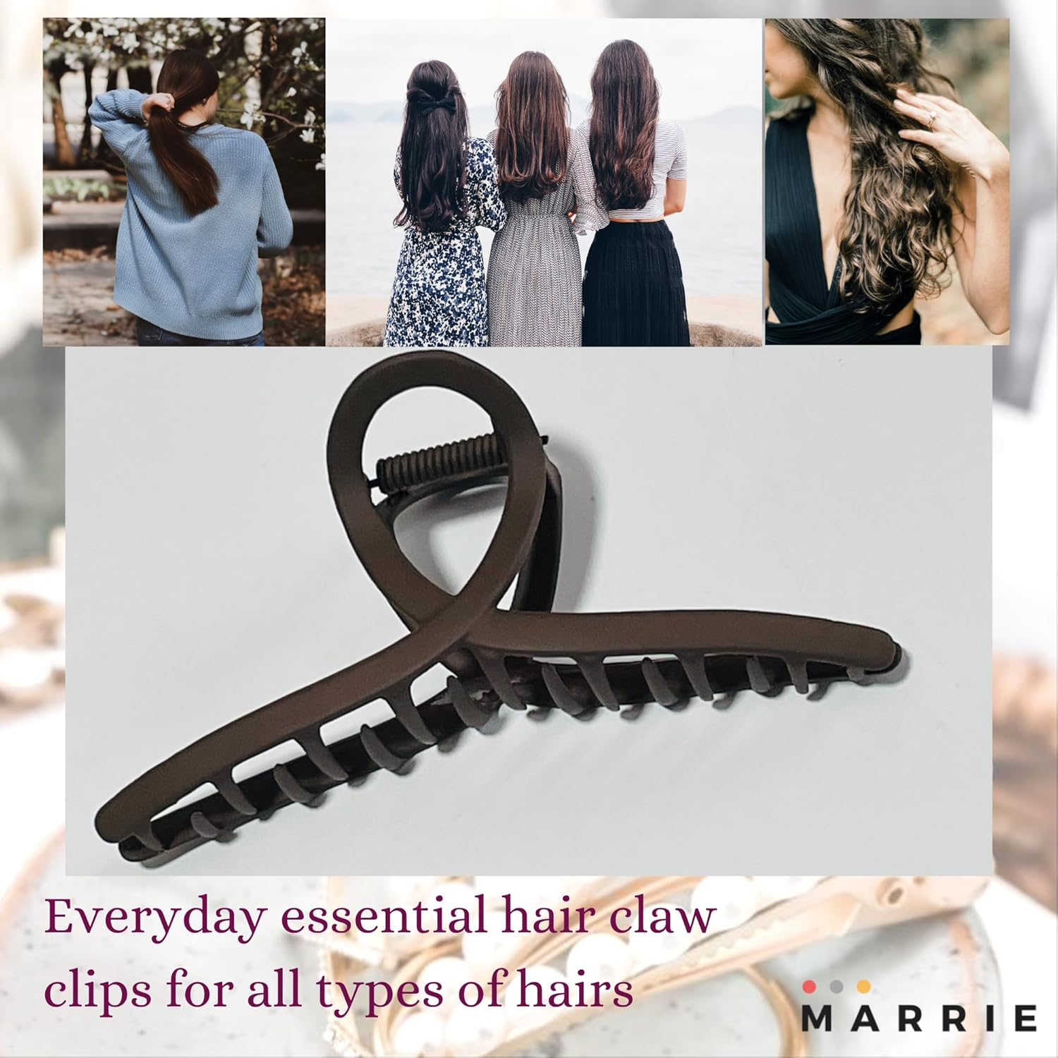 Hair Clips Large Metal Hair Claw Clips Strong Hold Vintage Shark Claw Clips Clamp Hair Accessories for Women Girls Thin Thick Hairs (Dark Brown X 2) - Gold,Silver image number 5
