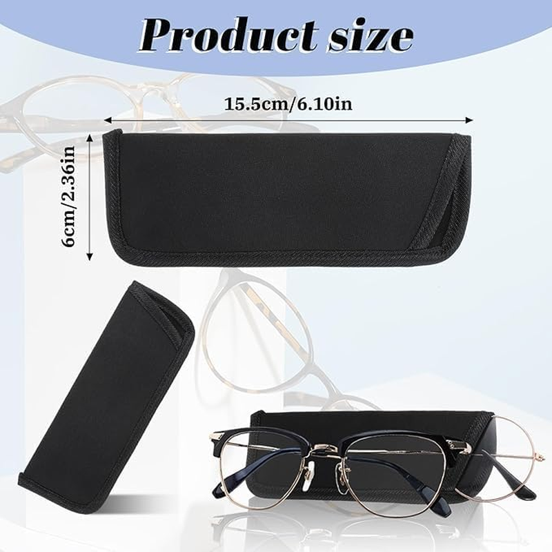 Soft Eyeglass Case 4 Pack Black Storage Glasses Pouch Holder, Fabric Spectacle Pouch Slip-In Eyeglass Pouch Travel Sunglasses Case Slip in Glasses Sleeve for Men & Women